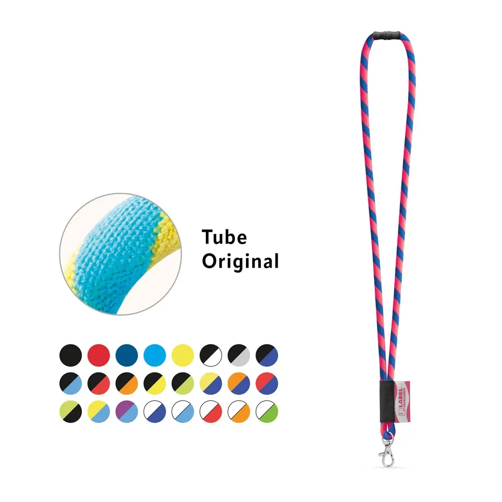 WISBECH. SET Lanyard TUBE Long (Ø 7 mm) con mosquetón de gatillo de 9 mm y cierre de seguridad de Ø 7 mm