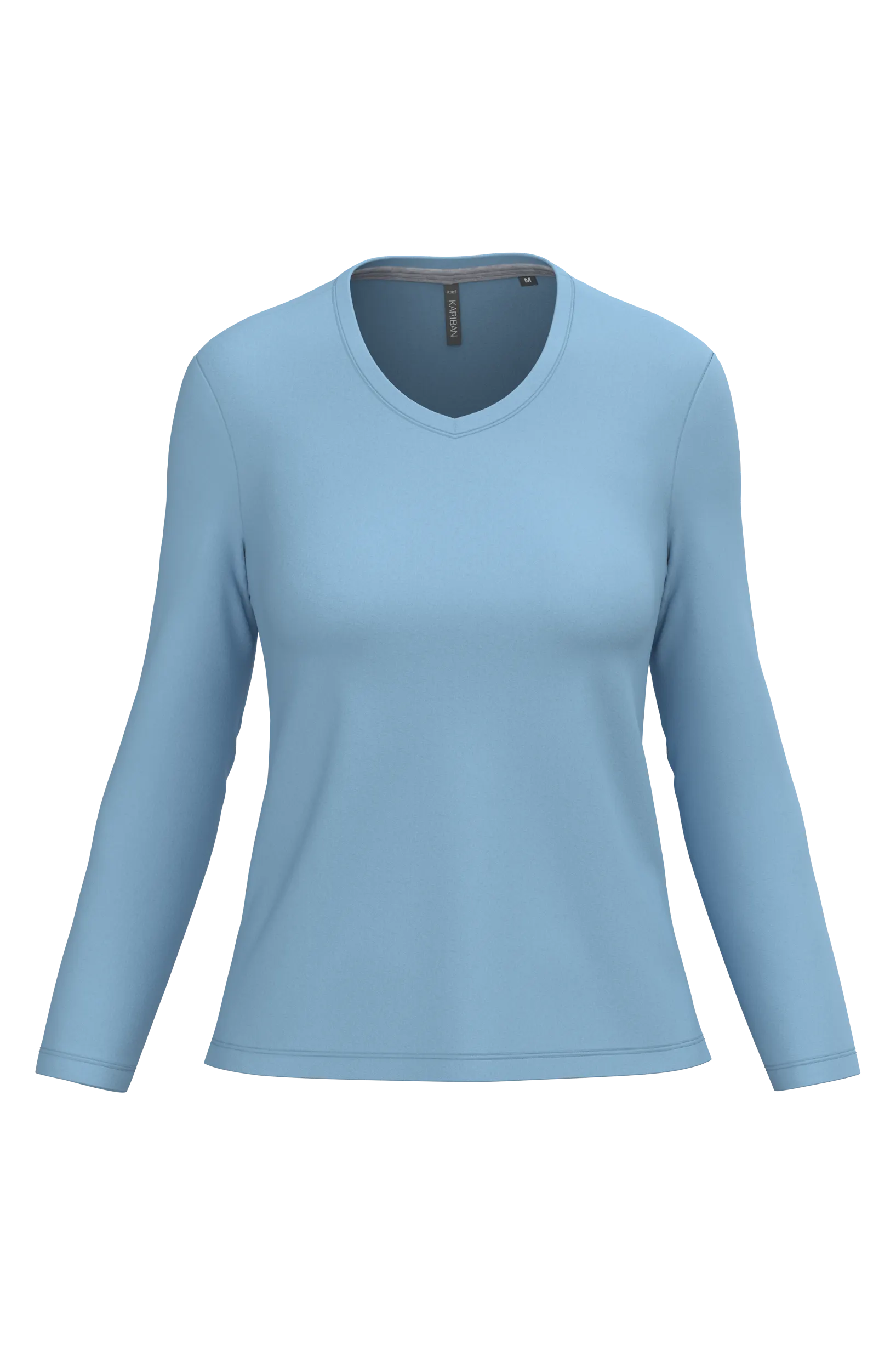Camiseta manga larga y cuello de pico mujer