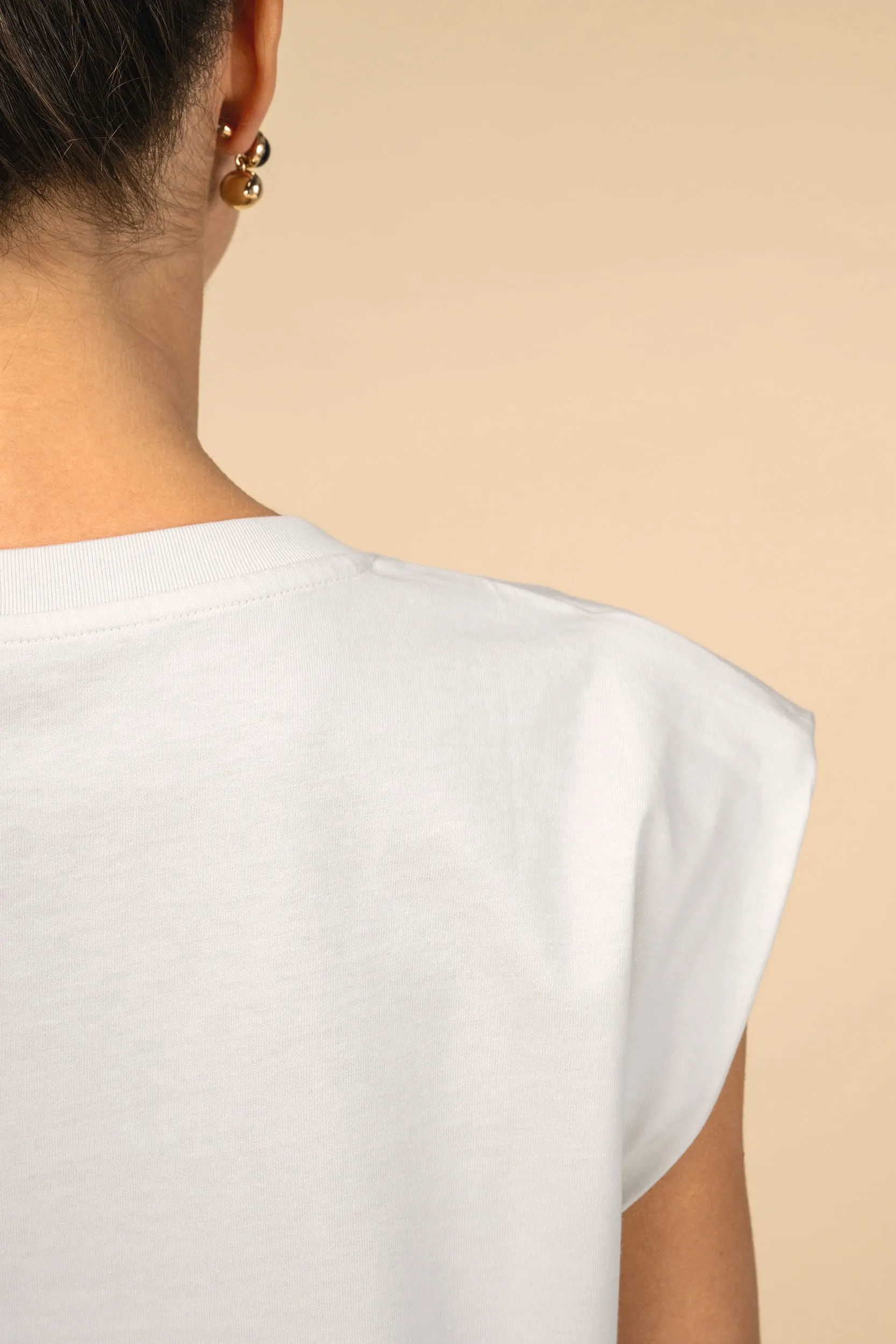 Camiseta de mujer eco-responsable sin mangas con hombreras
