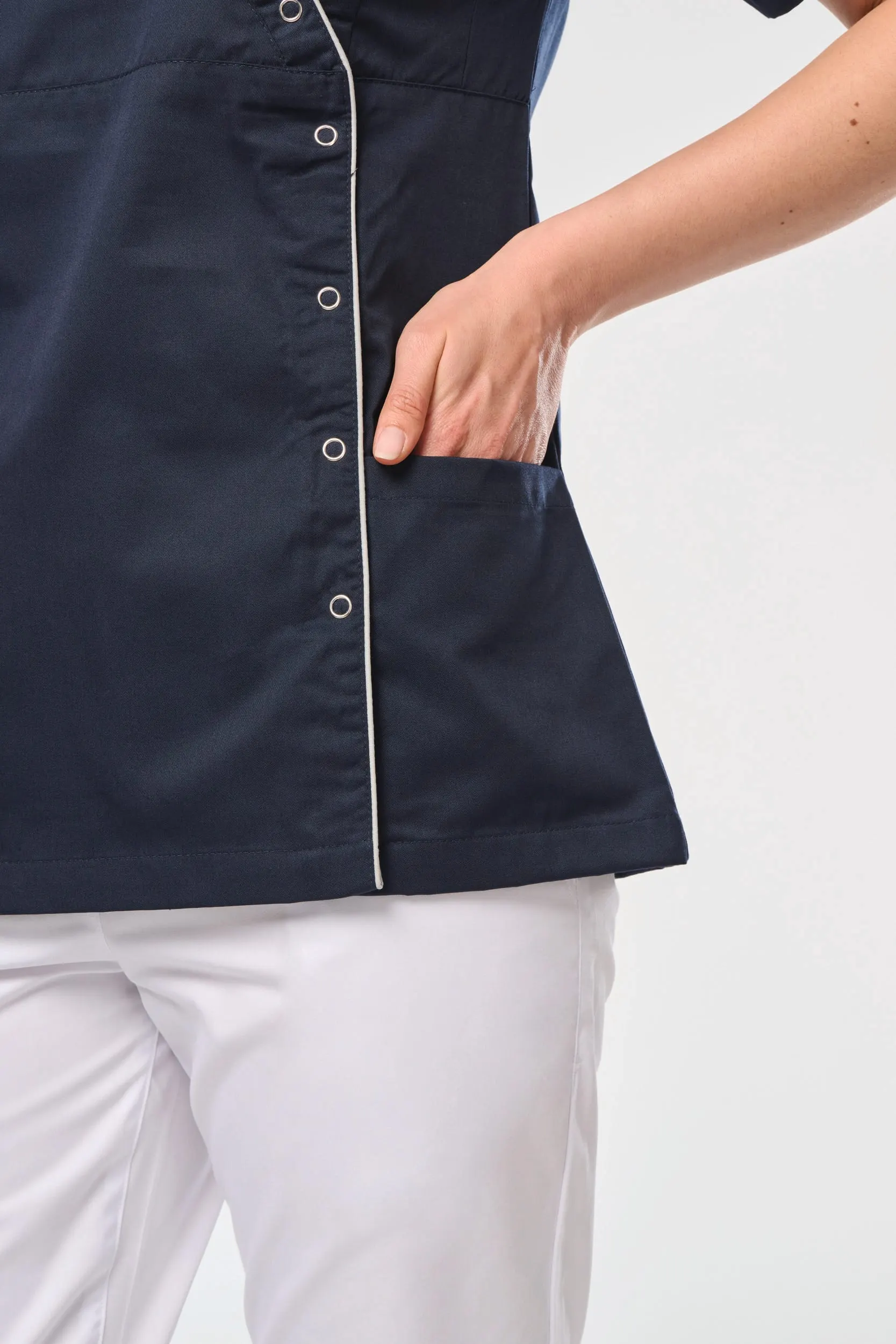 Blusa polialgodón con botones a presión mujer