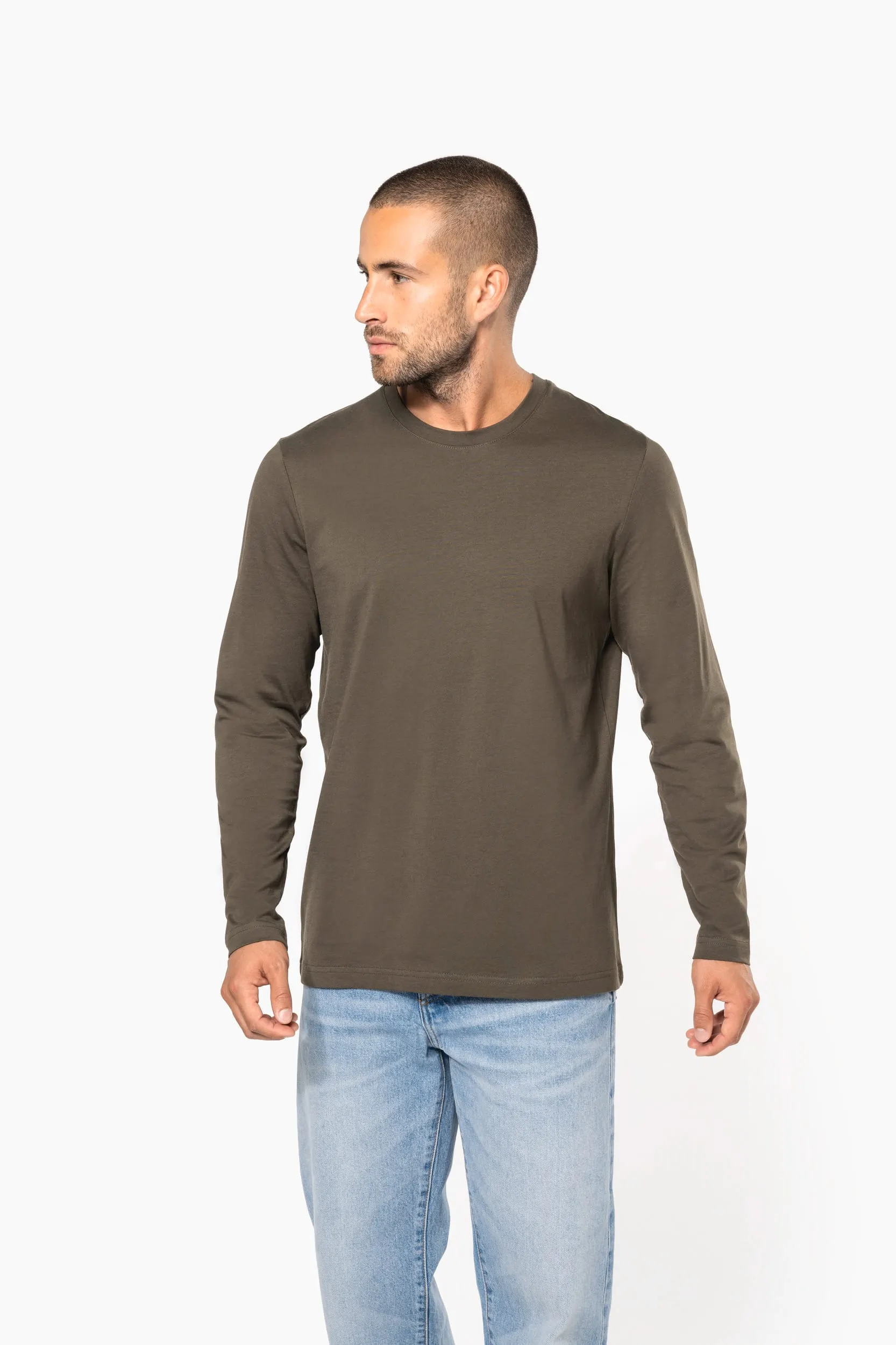Camiseta maga larga y cuello redondo hombre