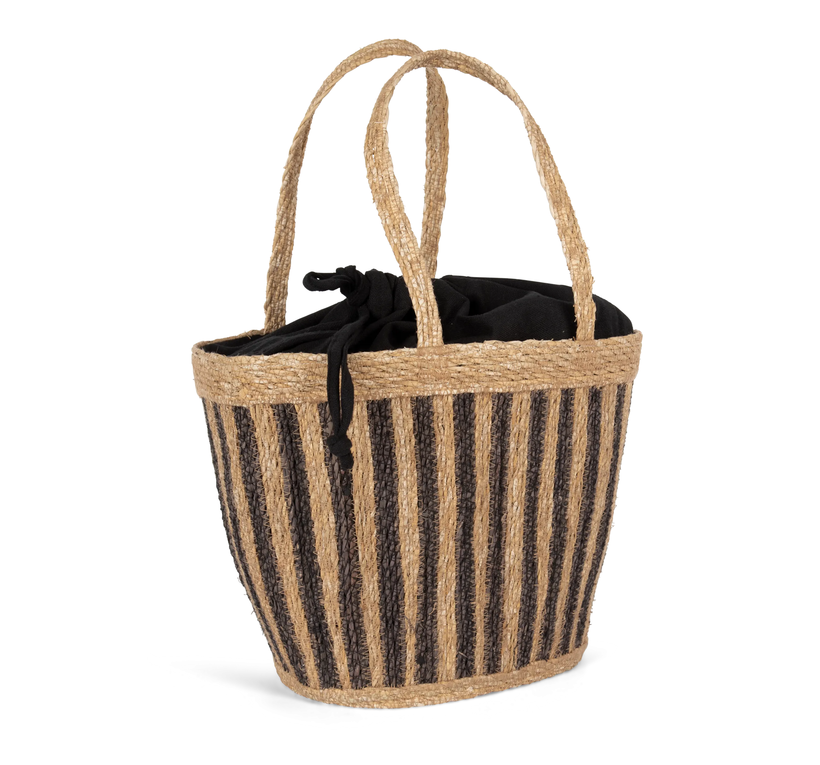 Cesta/Bolso de junco a rayas
