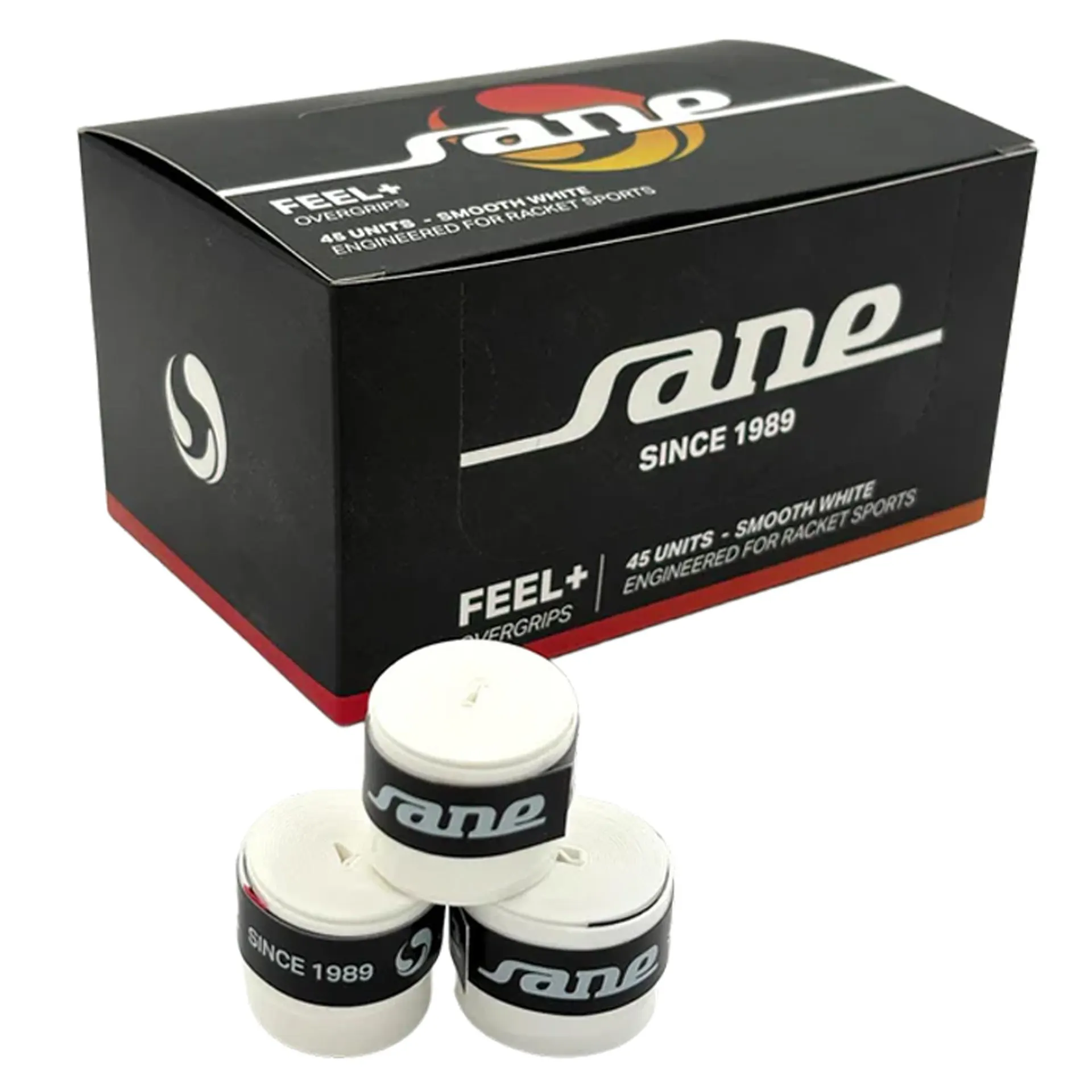 CAJA DE 45 OVERGRIPS SANE FEEL LISOS BLANCOS
