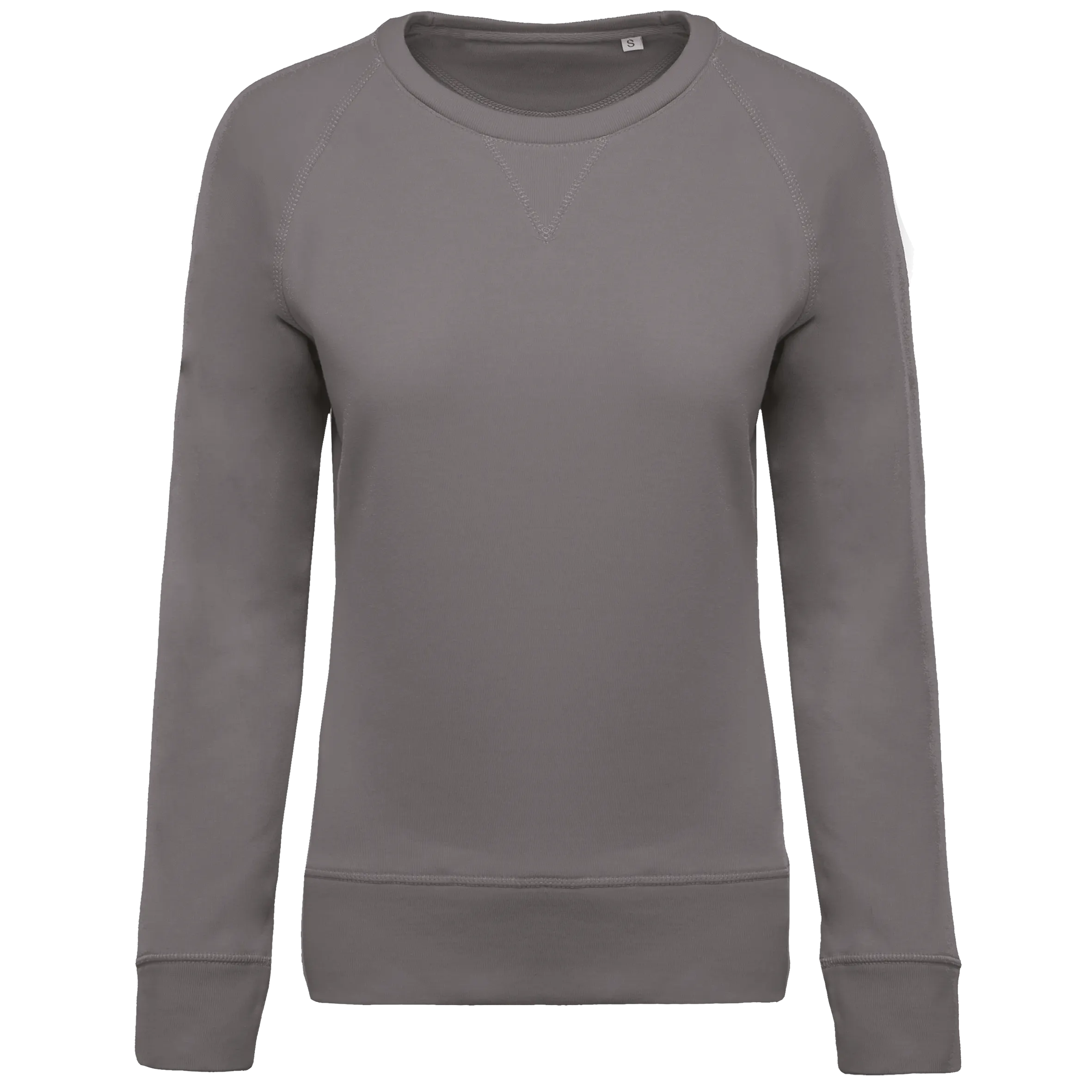 Sudadera algodón orgánico con cuello redondo y mangas raglan de mujer