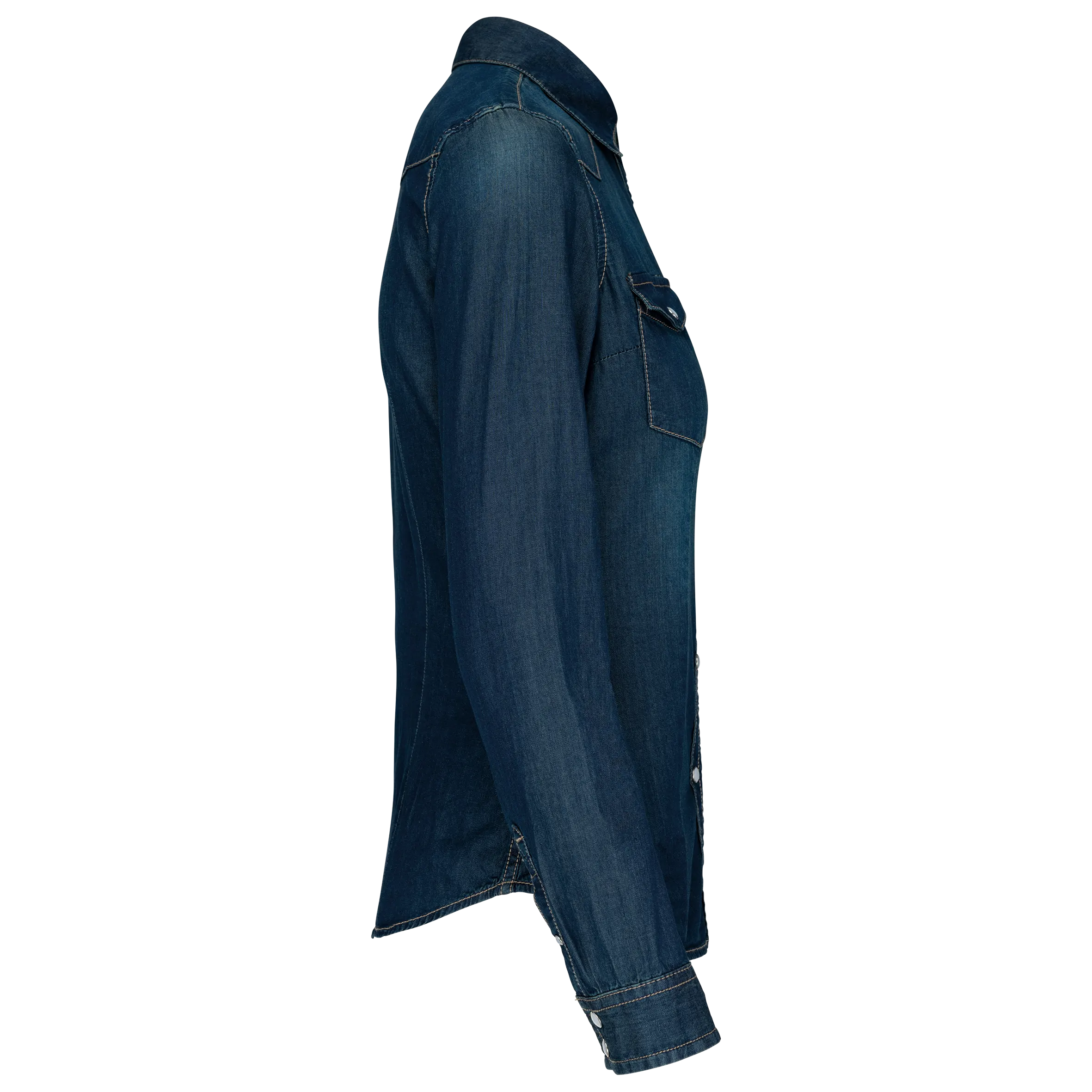 Camisa denim manga larga mujer