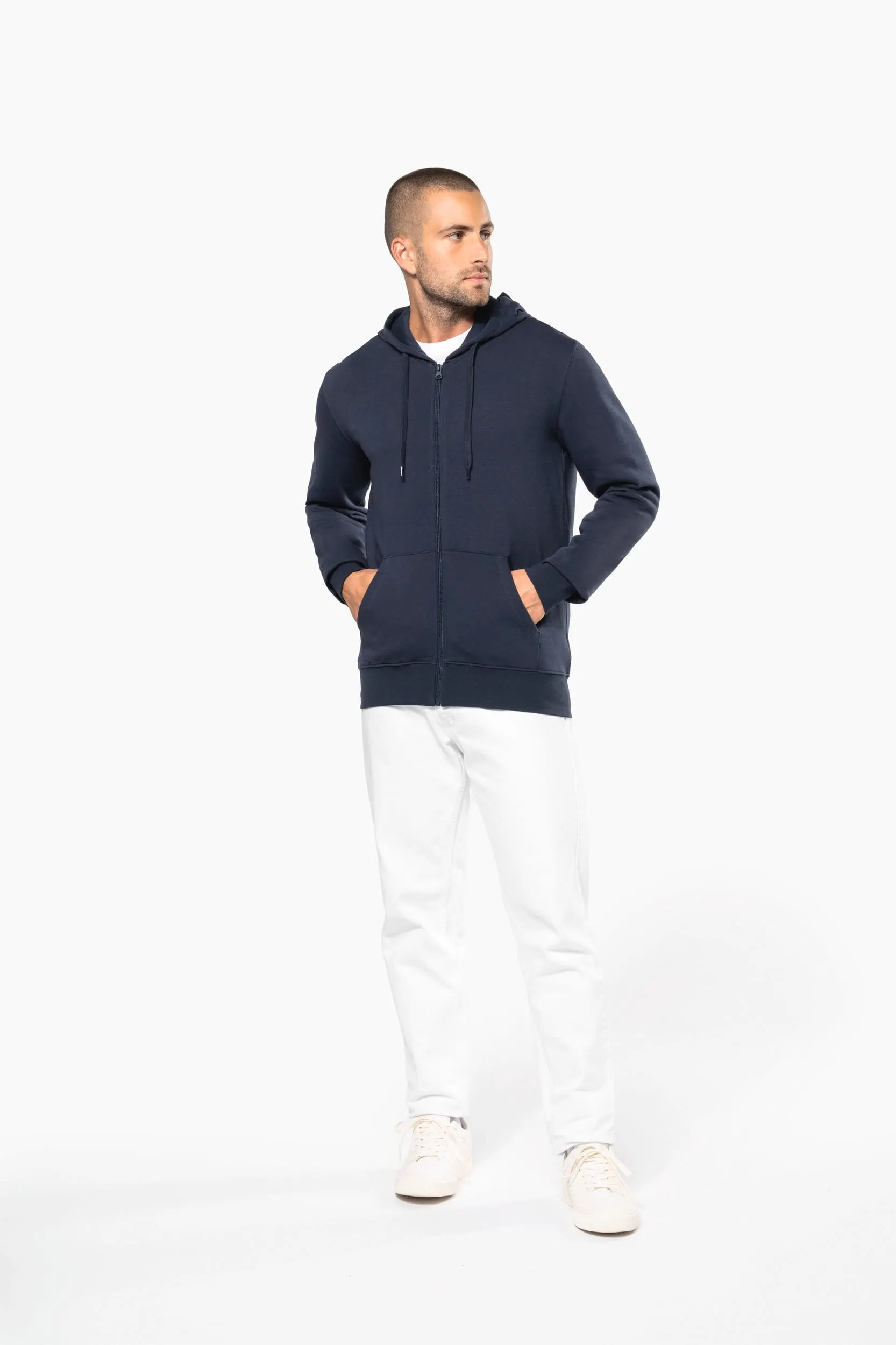Sudadera con capucha y cremallera ecorresponsable hombre