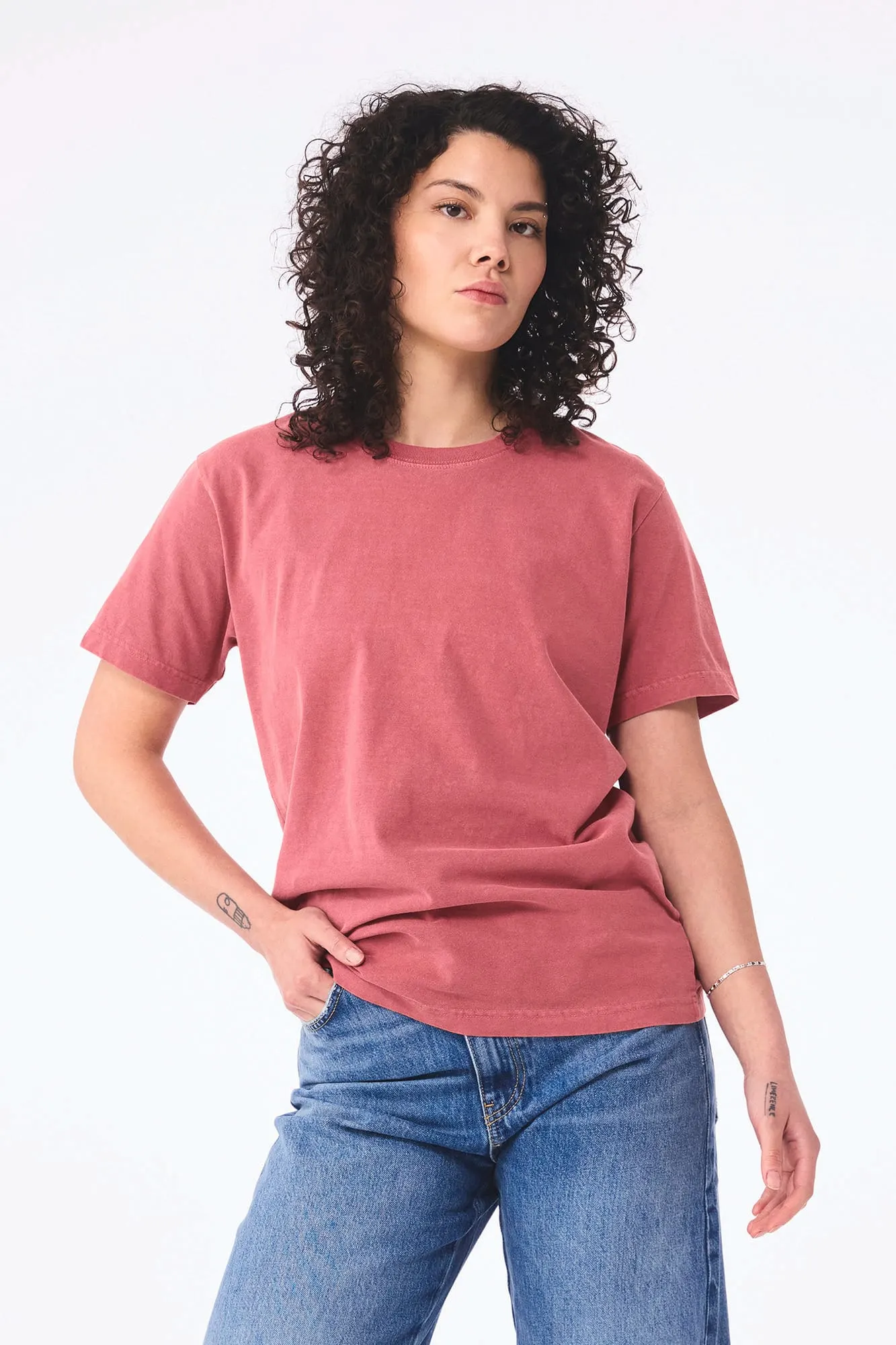 Camiseta de efecto lavado gruesa unisex