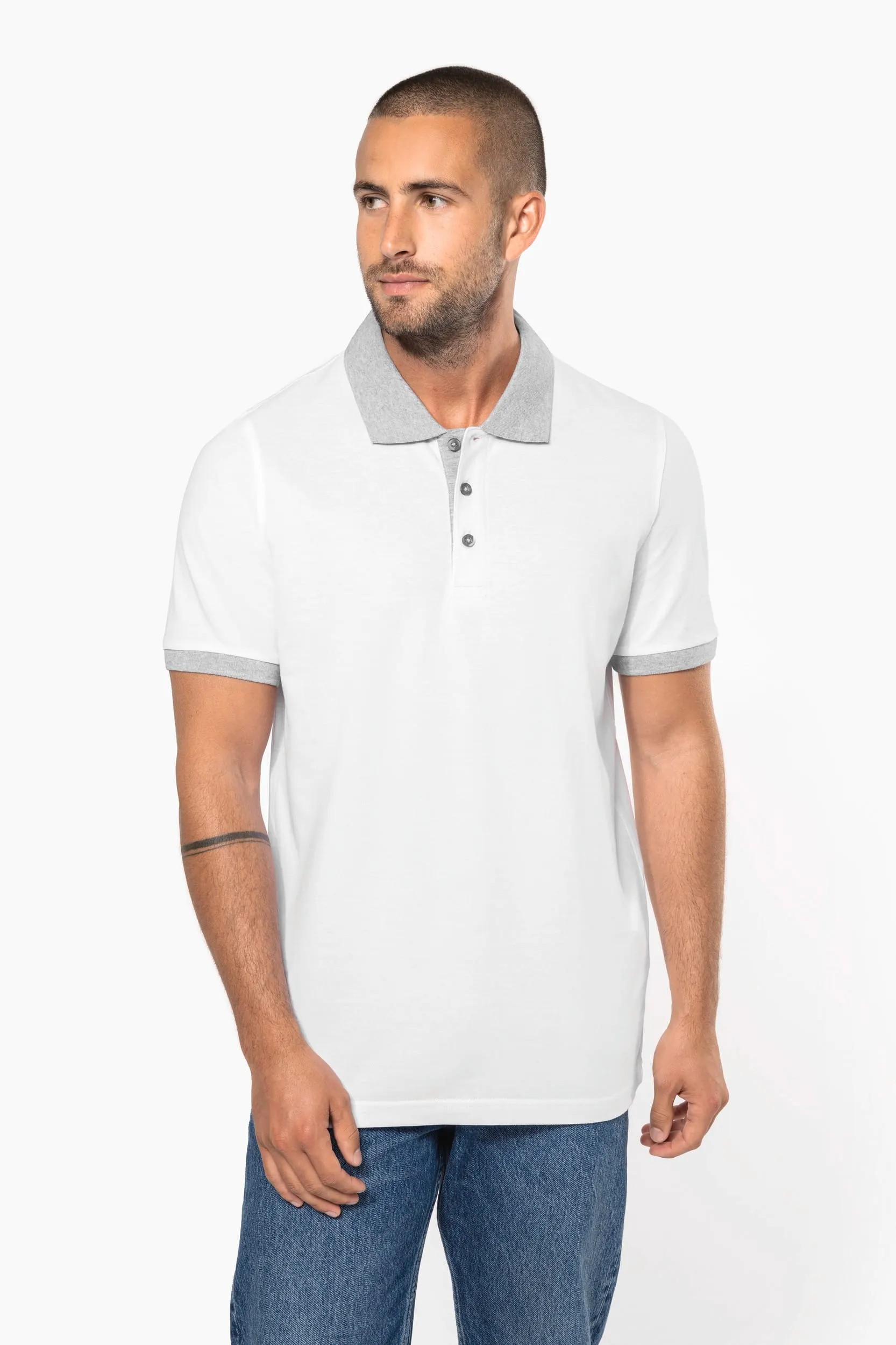 Polo piqué bicolor hombre