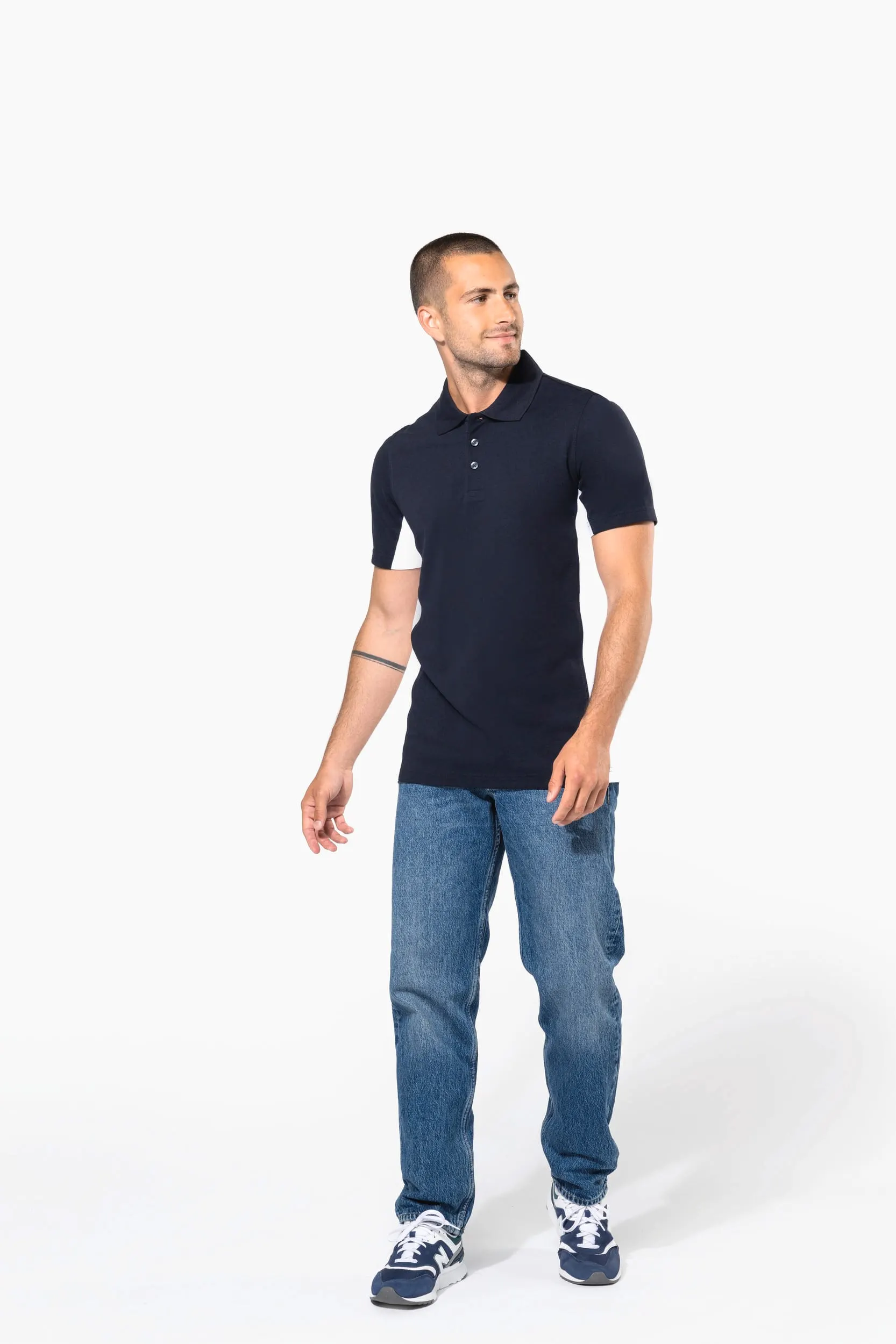 Polo de punto piqué manga corta bicolor hombre
