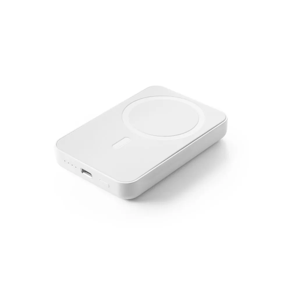 AMPERE 5. Power bank magnético de 5'000 mAh con cargador inalámbrico superrápido de 15W en ABS reciclado (100% rABS)