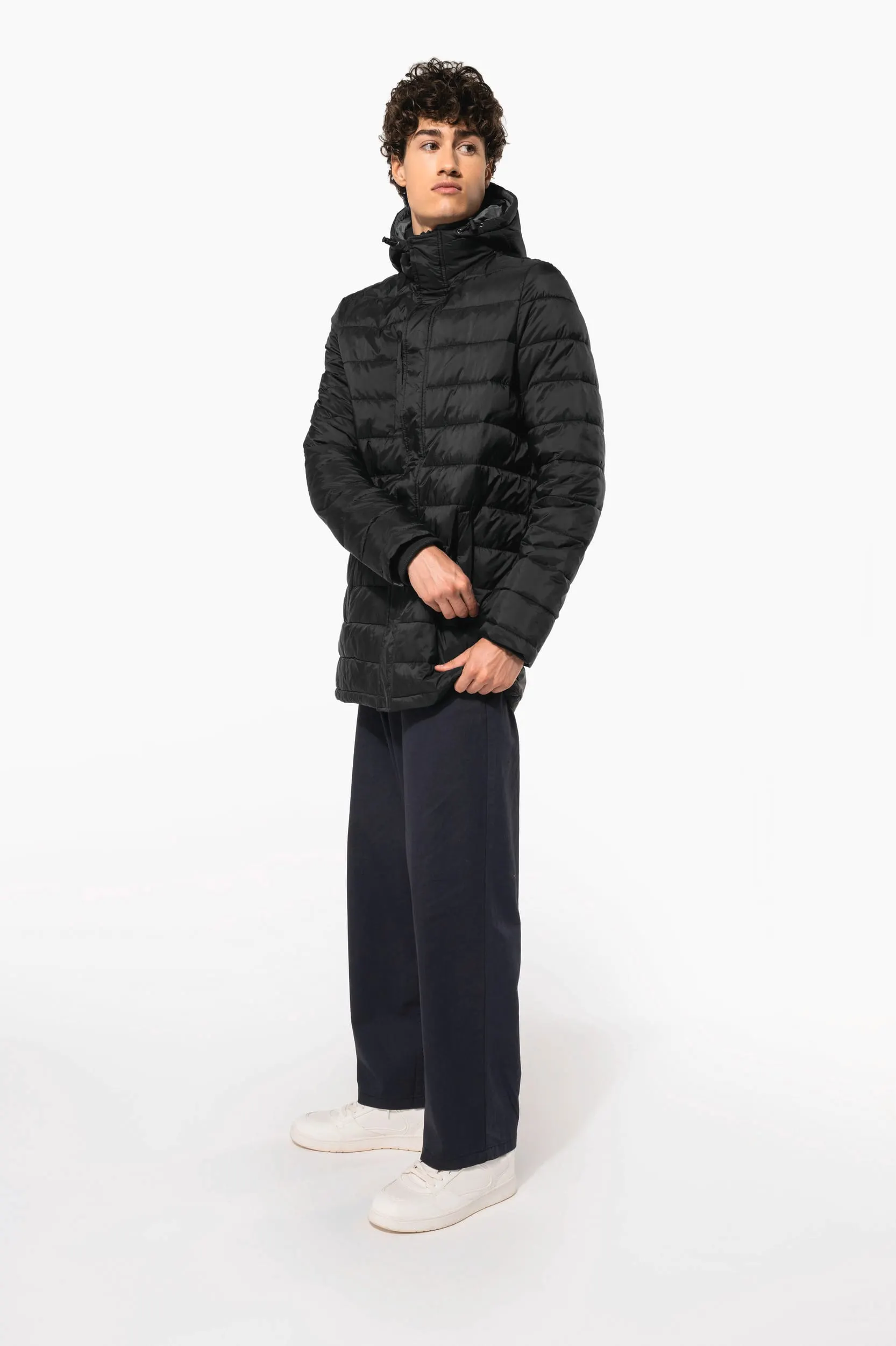 Parka ligera acolchada con capucha para hombre