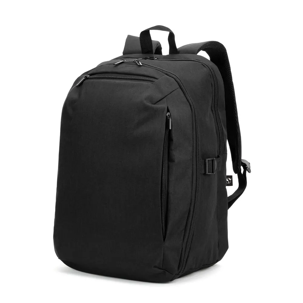 UDINE. Mochila con un compartimento de apertura completa en poliéster reciclado 300D de alta densidad de 16"