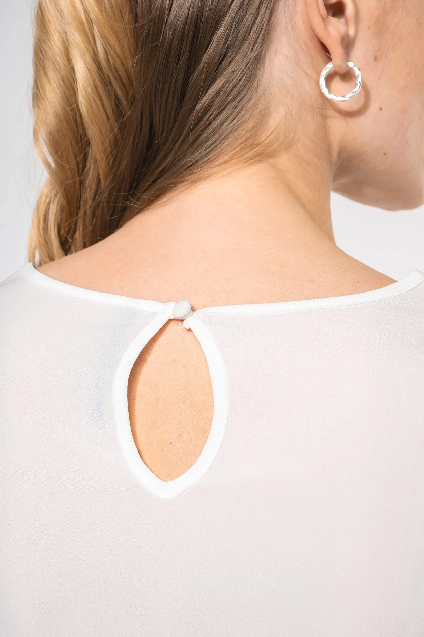 Blusa crepe manga larga mujer