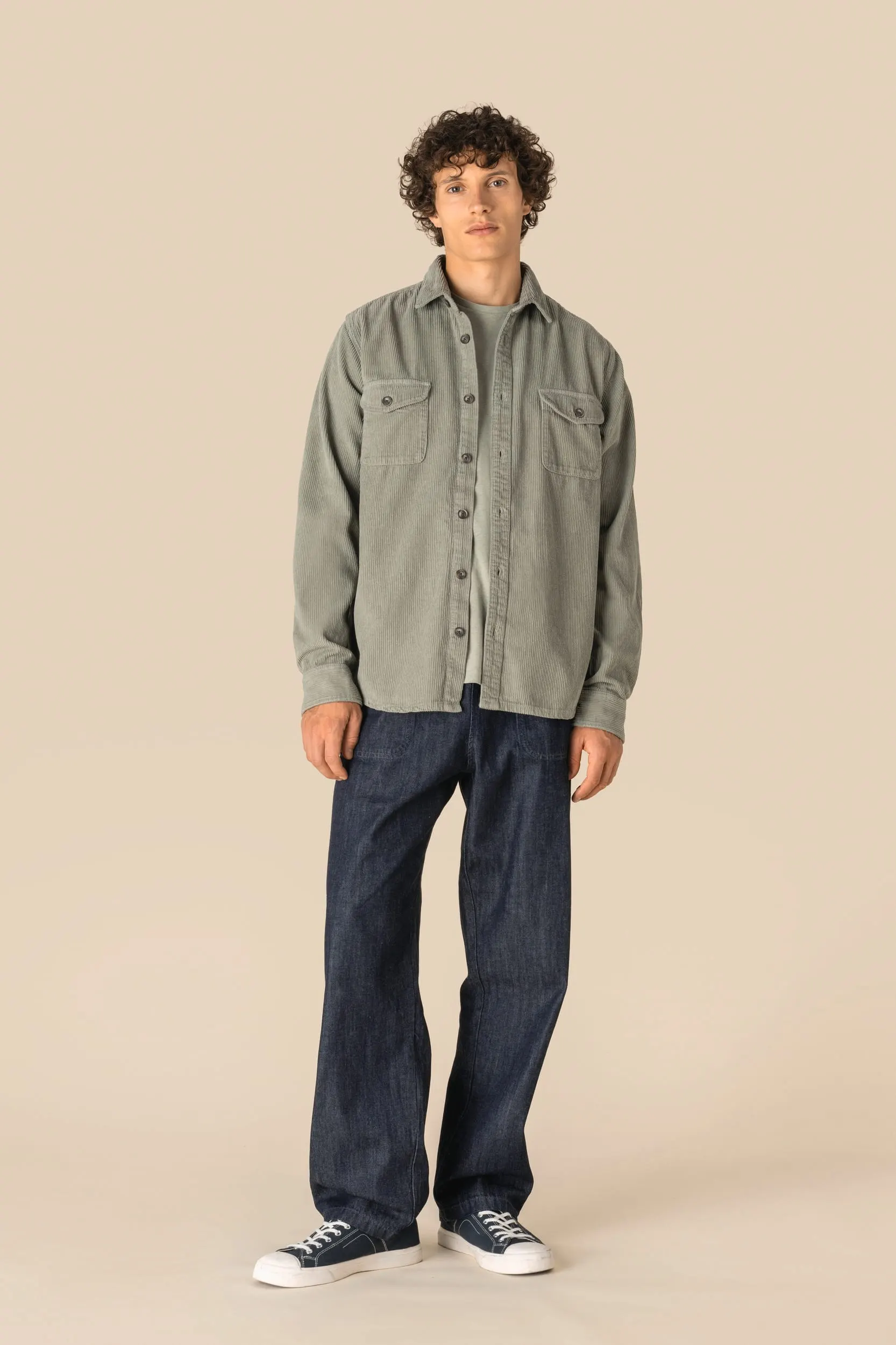 Sobrecamisa ecorresponsable efecto lavado de pana hombre
