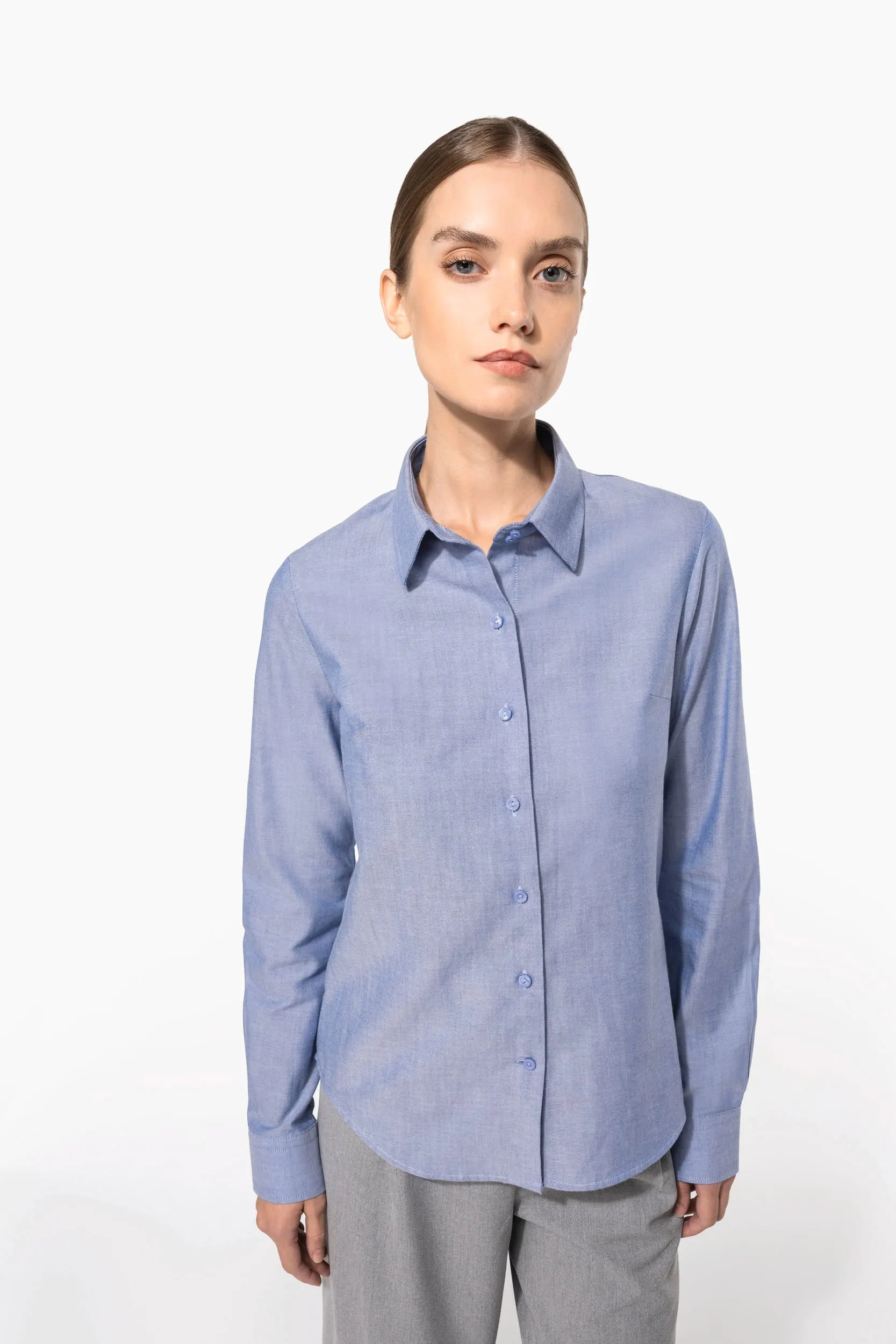 Camisa oxford manga larga mujer