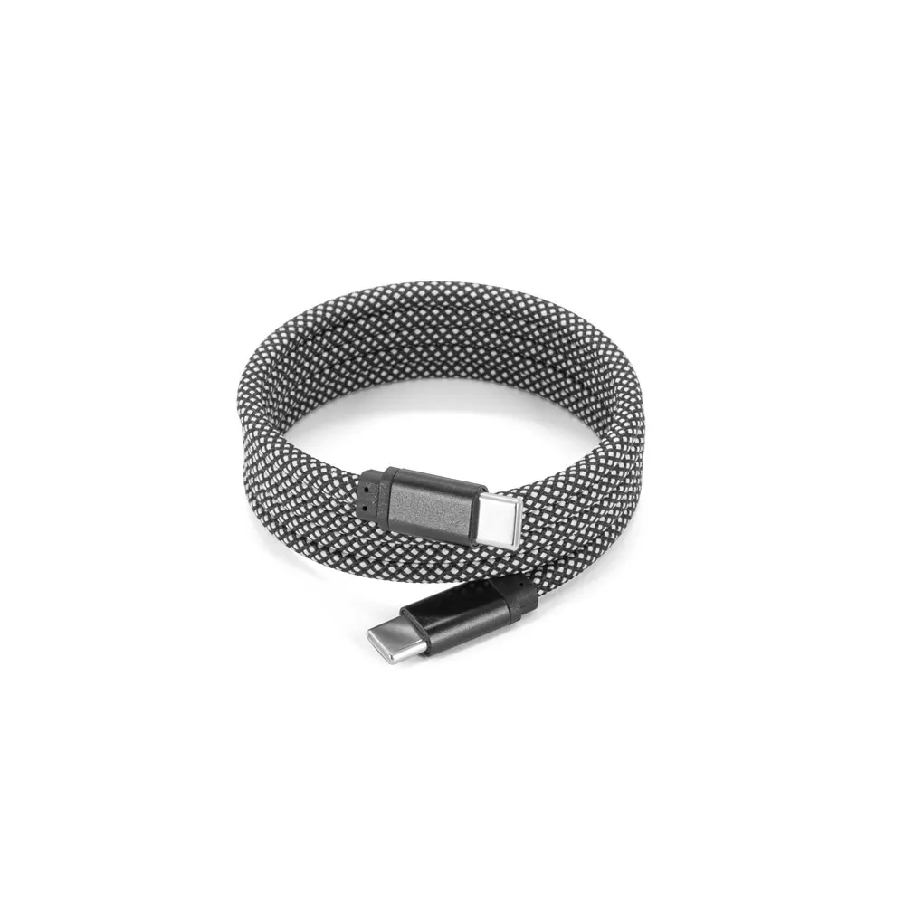 NADELLA. Cable USB-C a USB-C con cable trenzado de poliéster (60 W) y sistema magnético para enrollarlo fácilmente