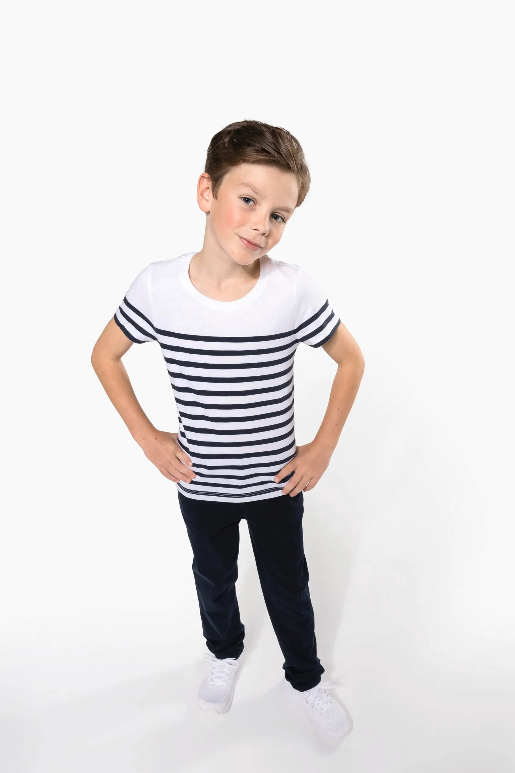Camiseta tipo marinero cuello redondo algodón orgánico niños