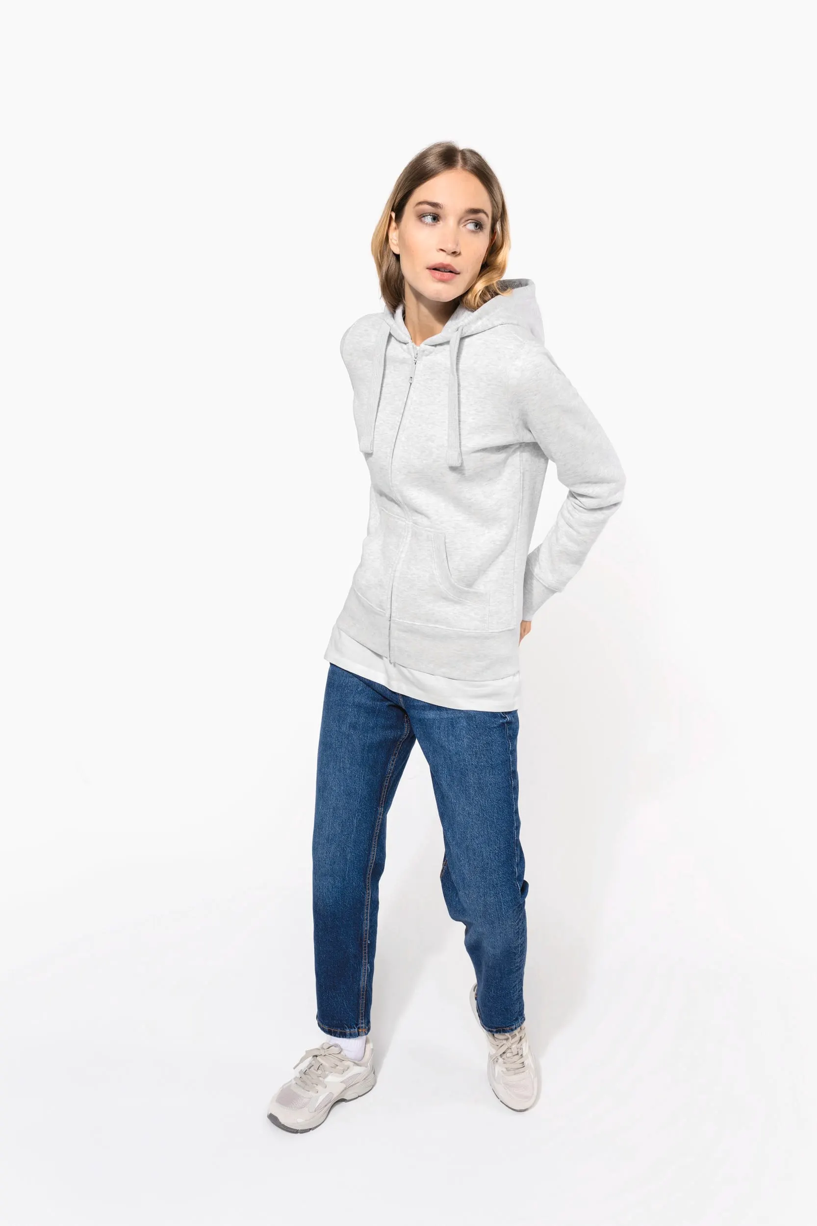 Sudadera con capucha y cremallera de mujer