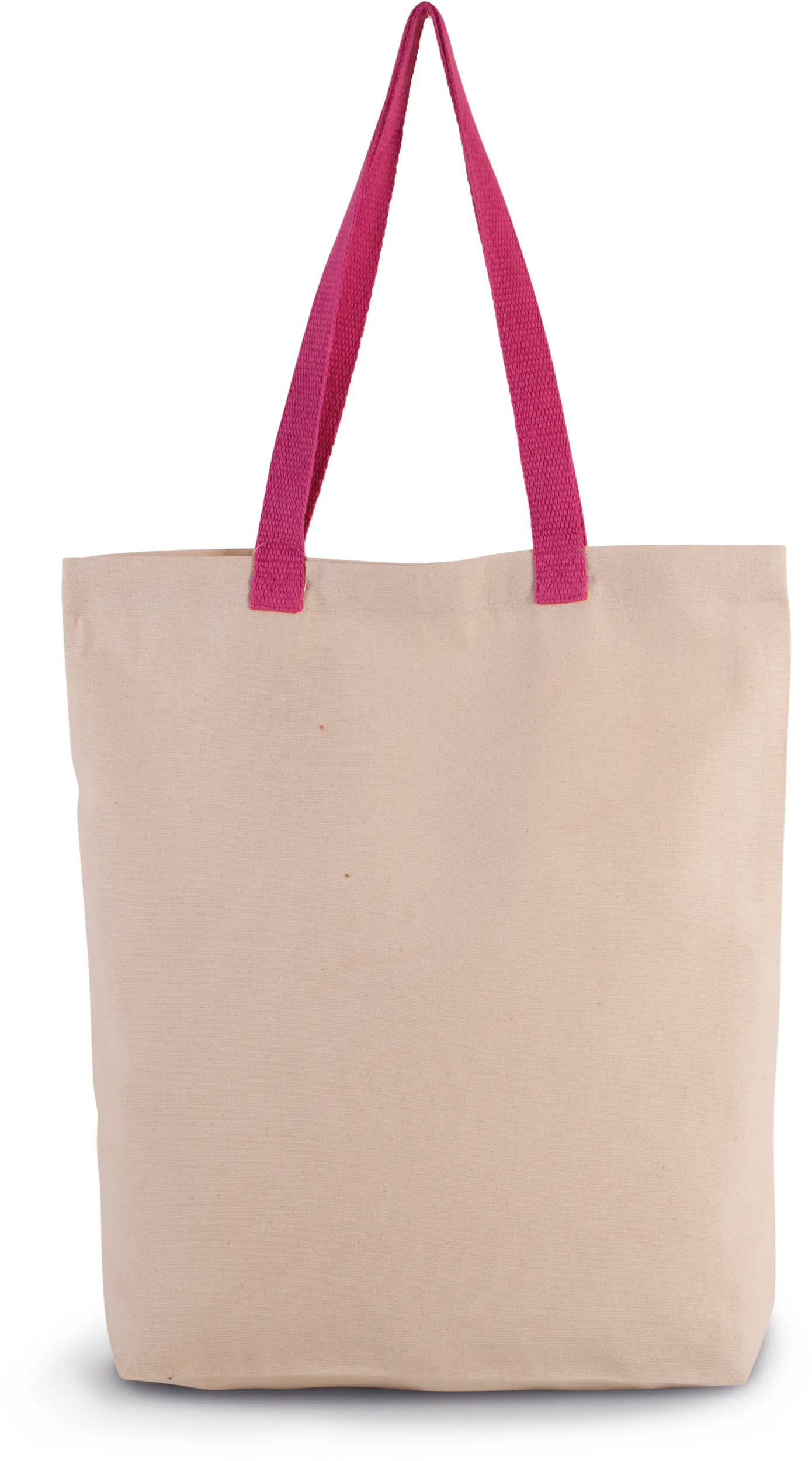 Bolsa shopper tejido canvas con fuelle y asas contrastadas