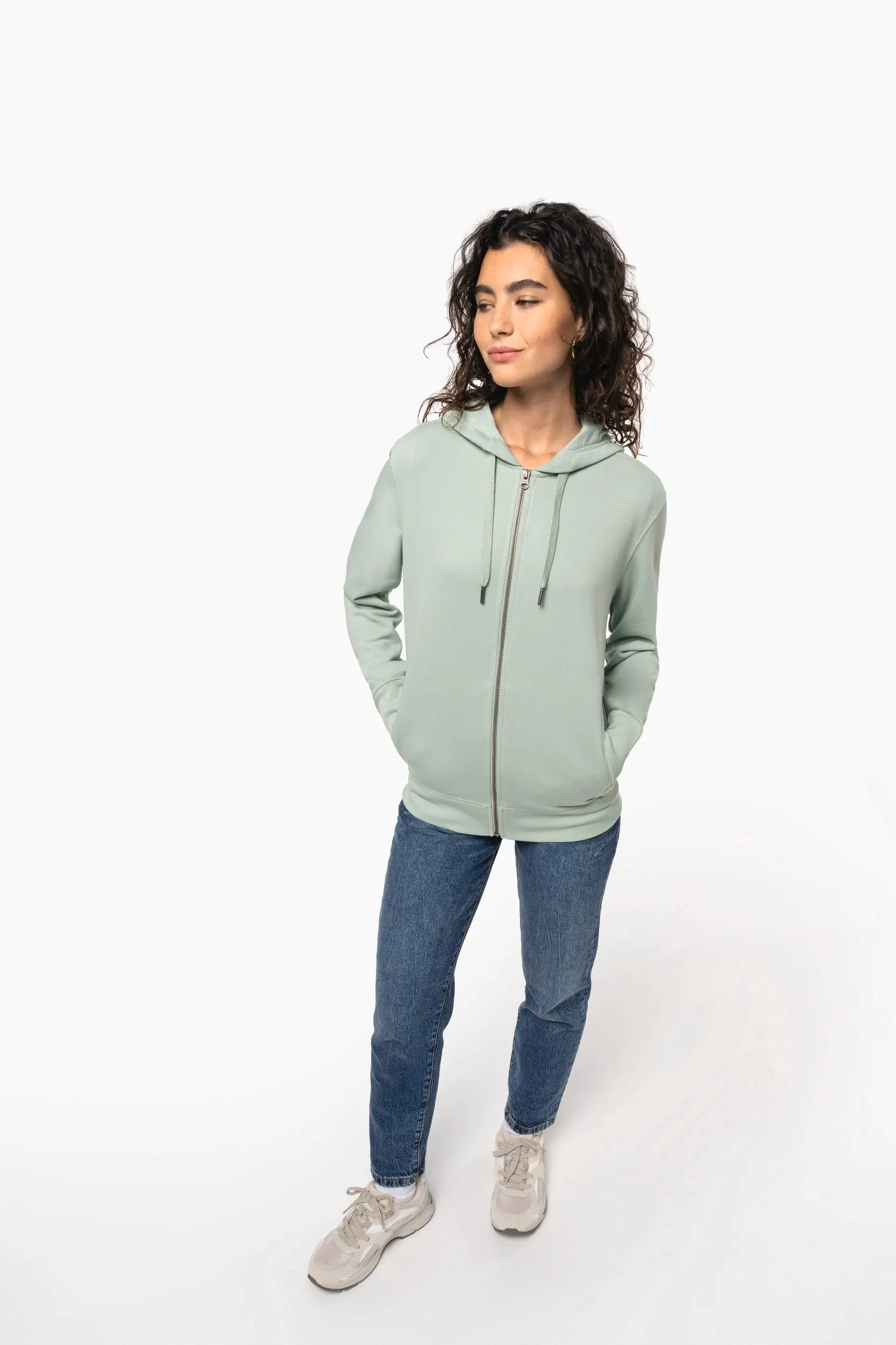 Sudadera ecorresponsable french terry con capucha y cremallera - Unisex