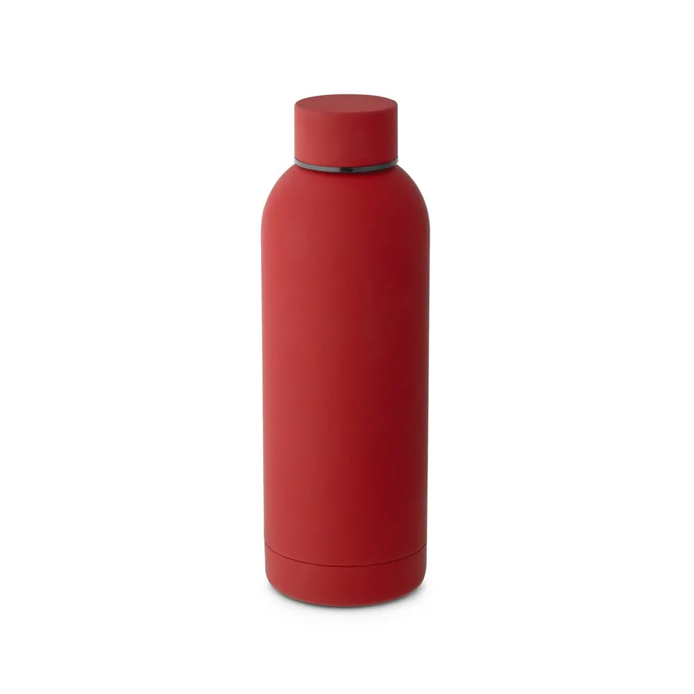 ODIN. Botella de acero inoxidable (36% reciclado) con acabado gomoso 500 mL