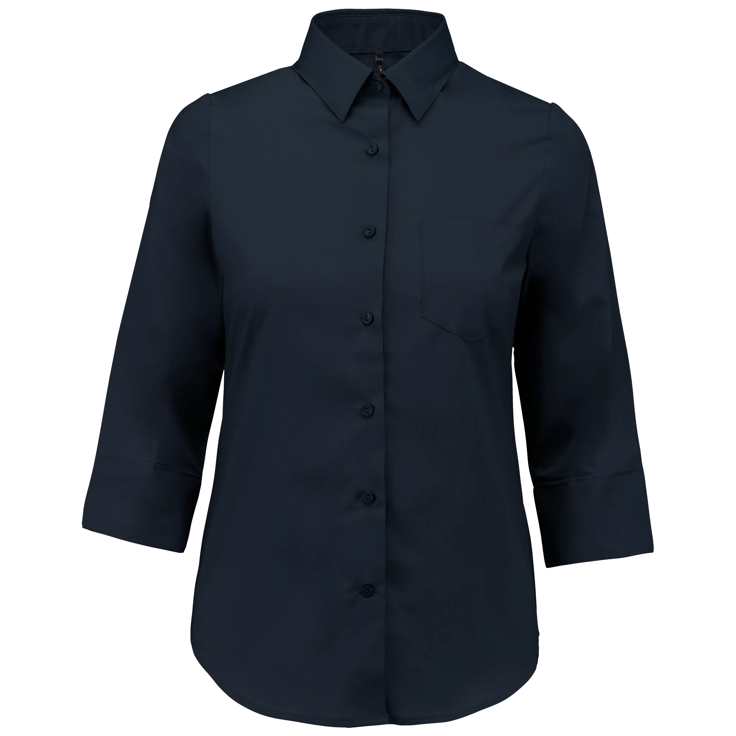 Camisa popelina de polialgodón manga 3/4 de fácil cuidado mujer