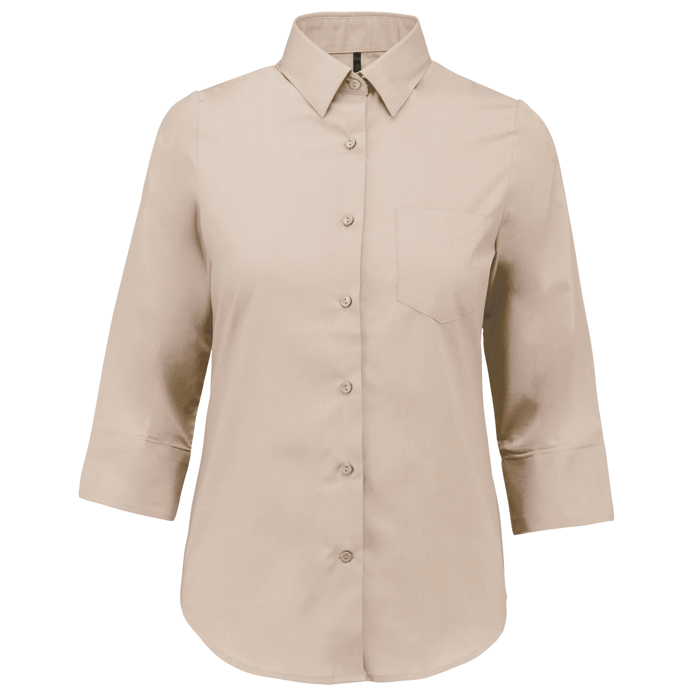 Camisa popelina de polialgodón manga 3/4 de fácil cuidado mujer