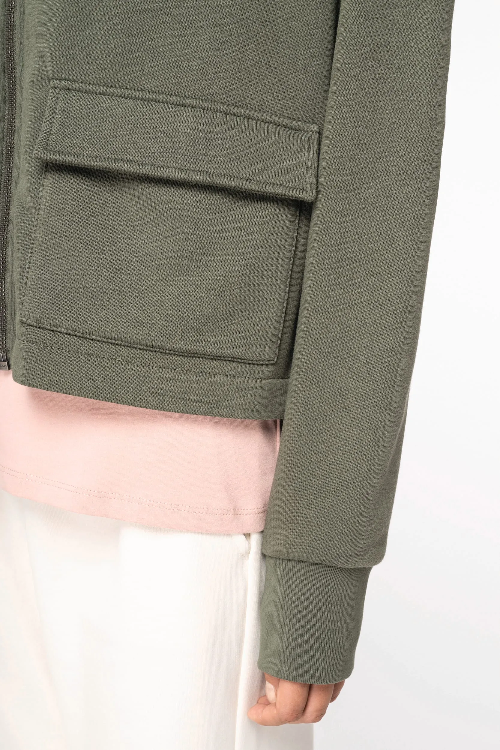 Sudadera ecorresponsable con cremallera y capucha French Terry mujer