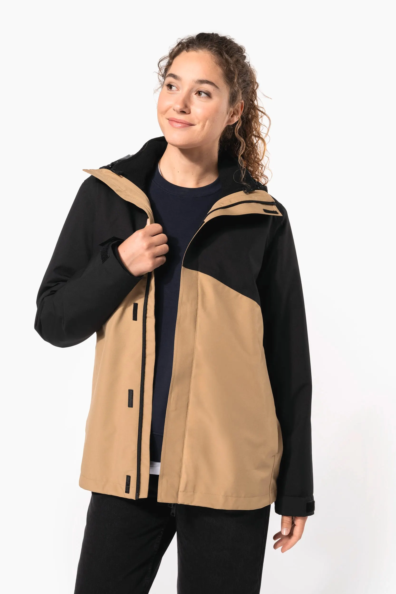 Parka 3 en 1 impermeable con capucha bicolor unisex