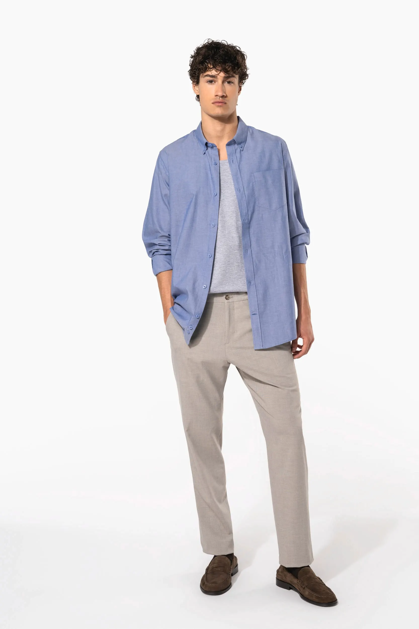 Camisa oxford manga larga hombre