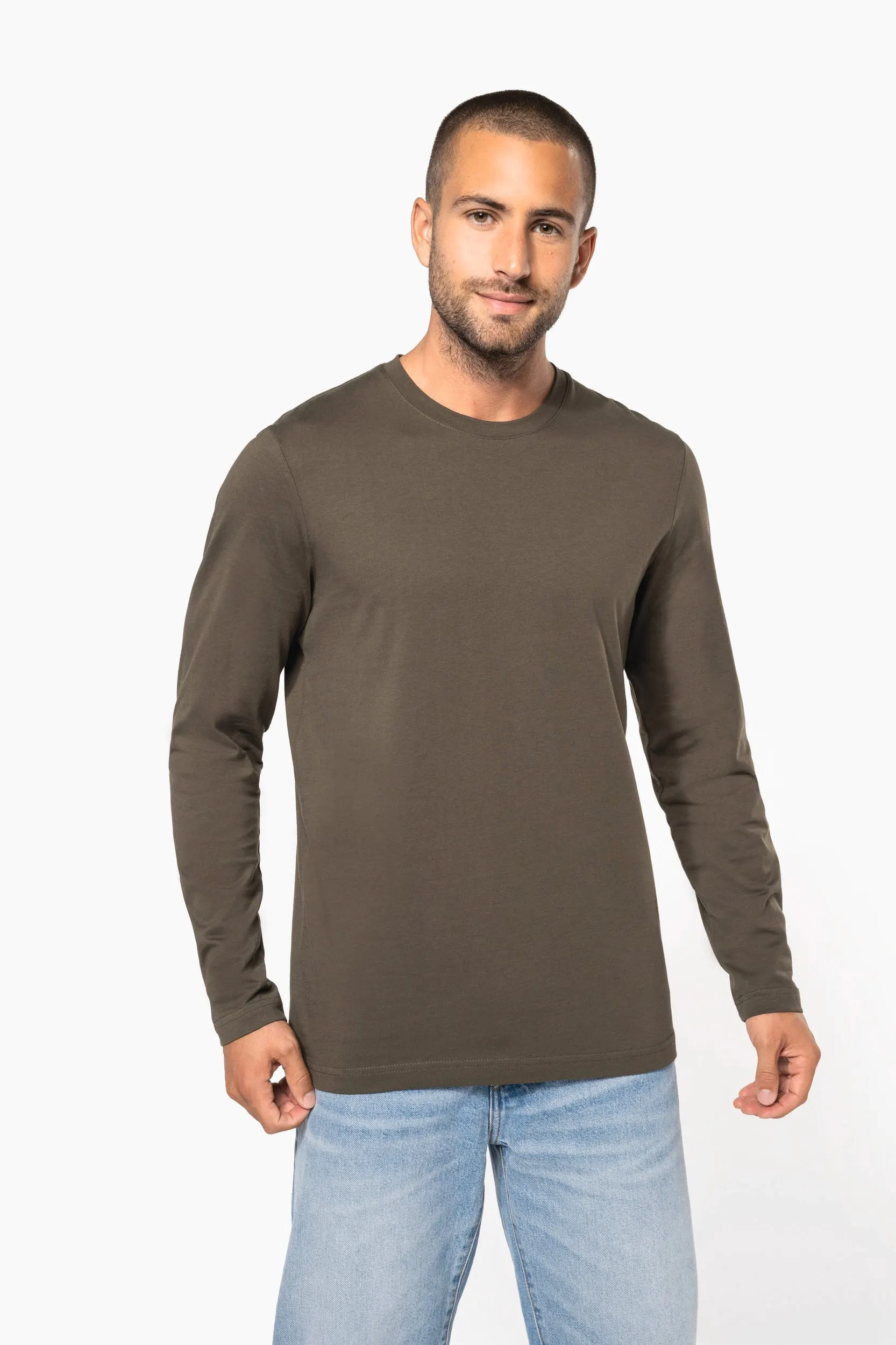 Camiseta maga larga y cuello redondo hombre