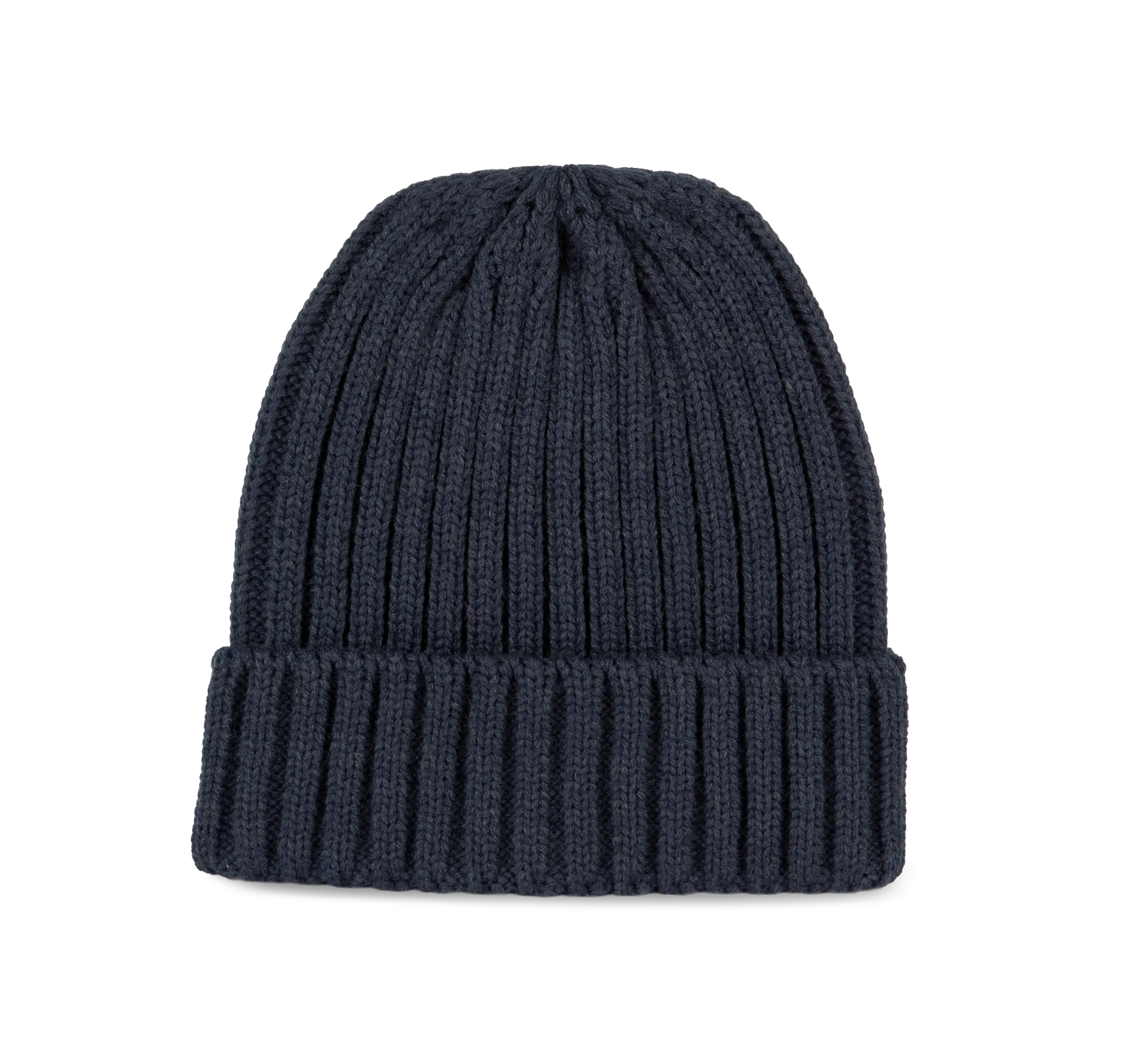 Gorro de punto canalé 2 x 1 con dobladillo