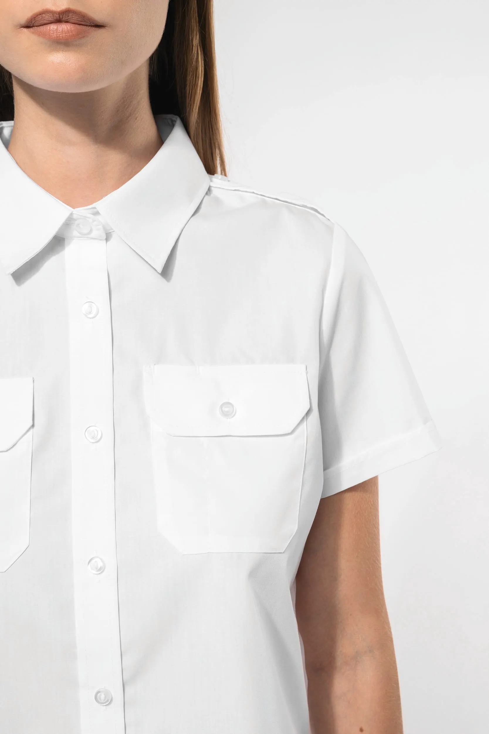 Camisa piloto manga corta mujer