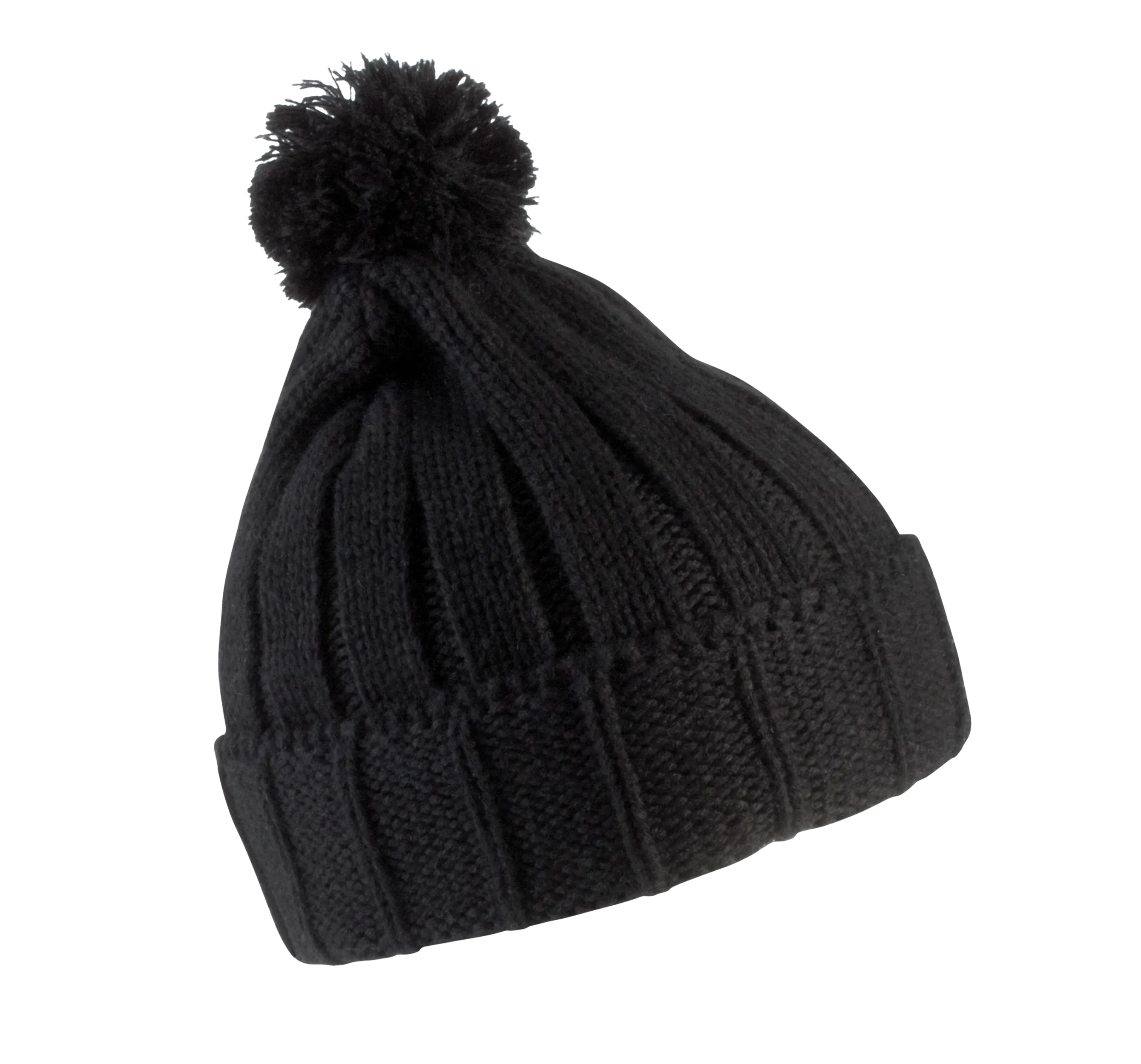 Gorro con pompón y dobladillo