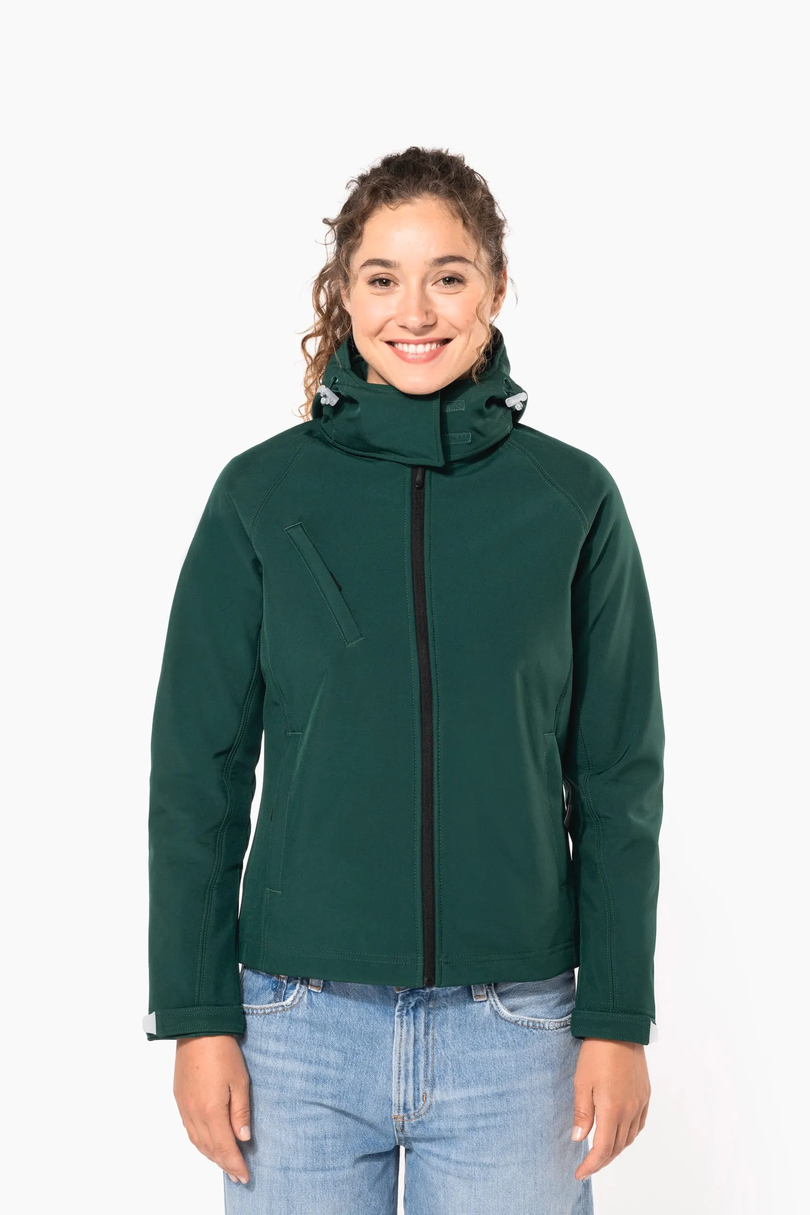 Chaqueta softshell con capucha extraíble mujer