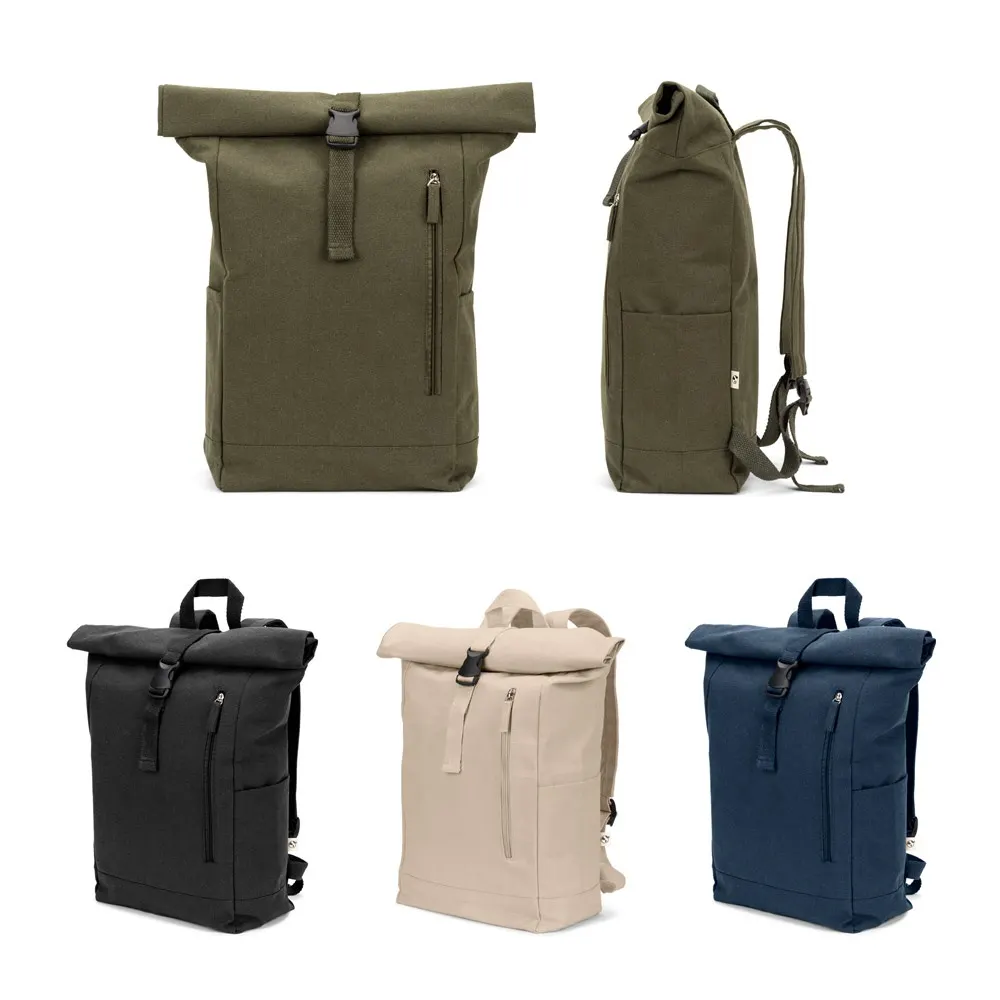 SAINT. Mochila enrollable de algodón reciclado y poliéster reciclado (380 g/m²)