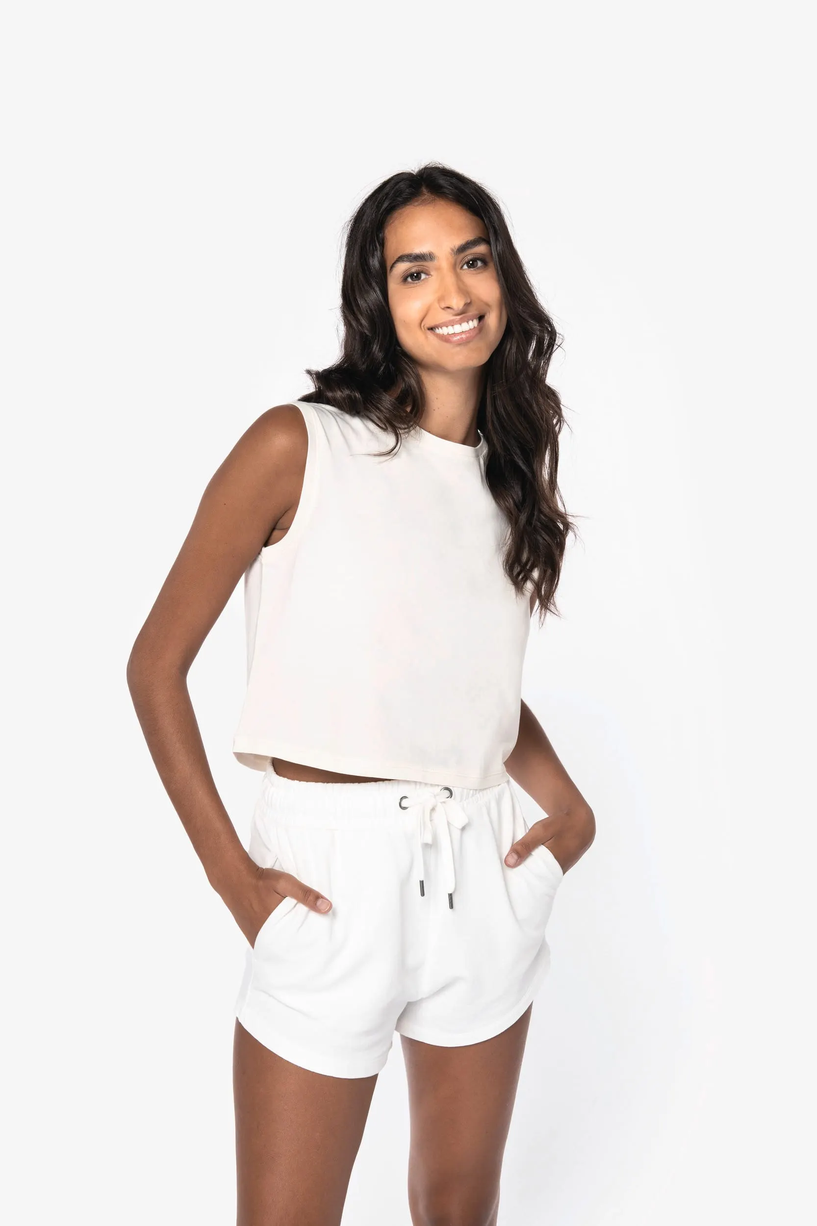 Camiseta crop ecorresponsable sin mangas mujer
