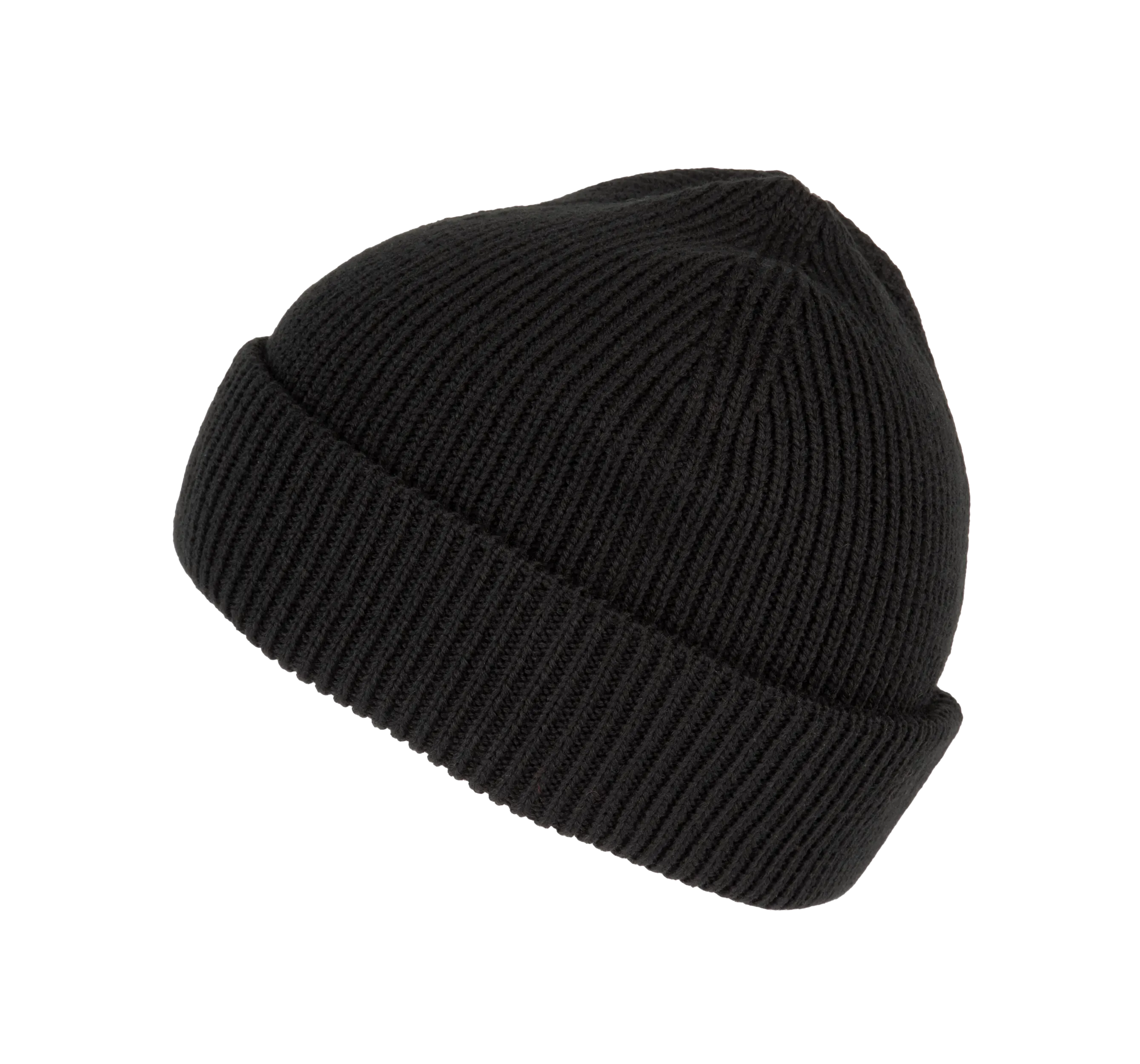 Gorro de punto canalé con doble dobladillo