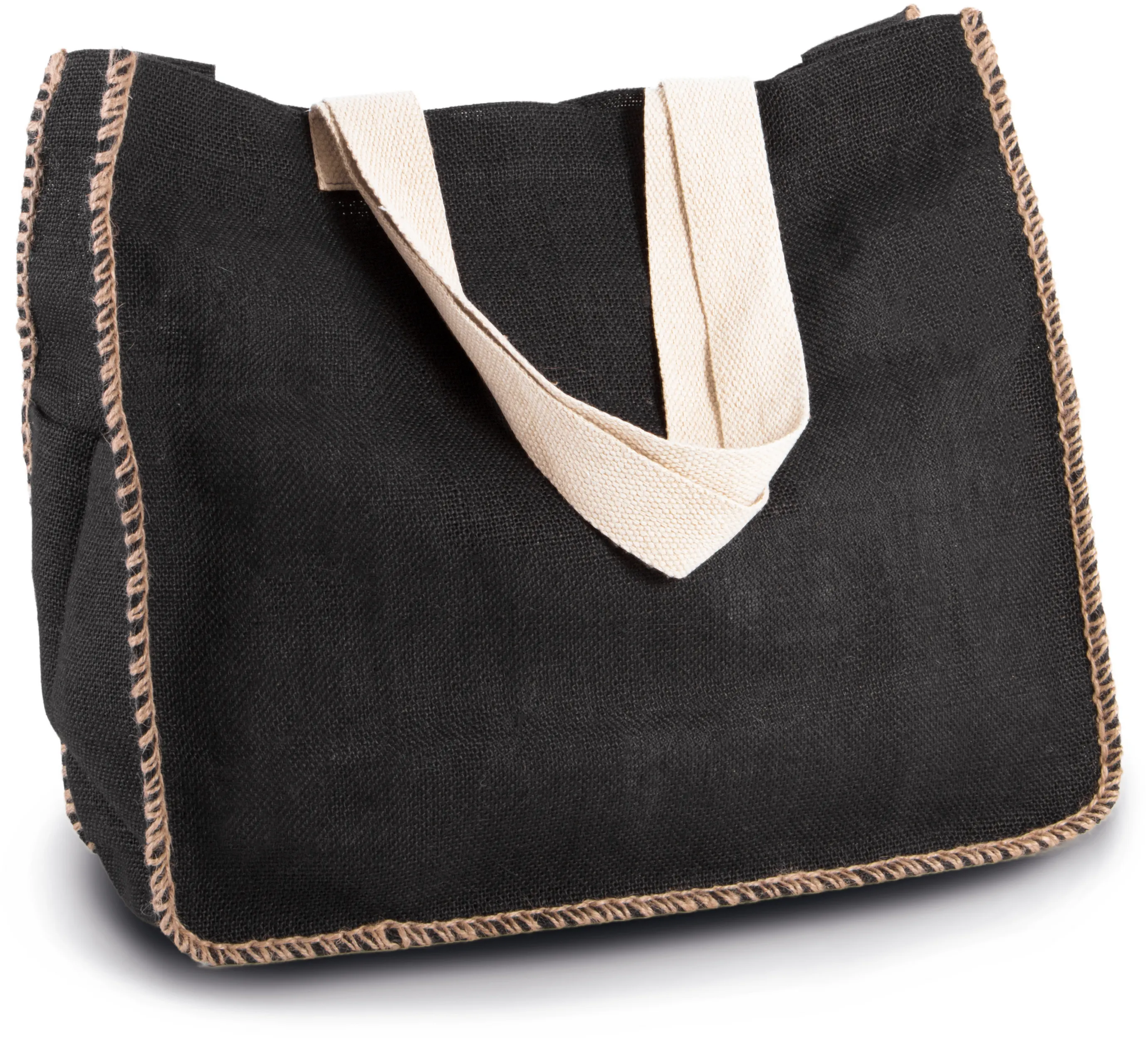 Bolsa de yute con costuras contrastadas