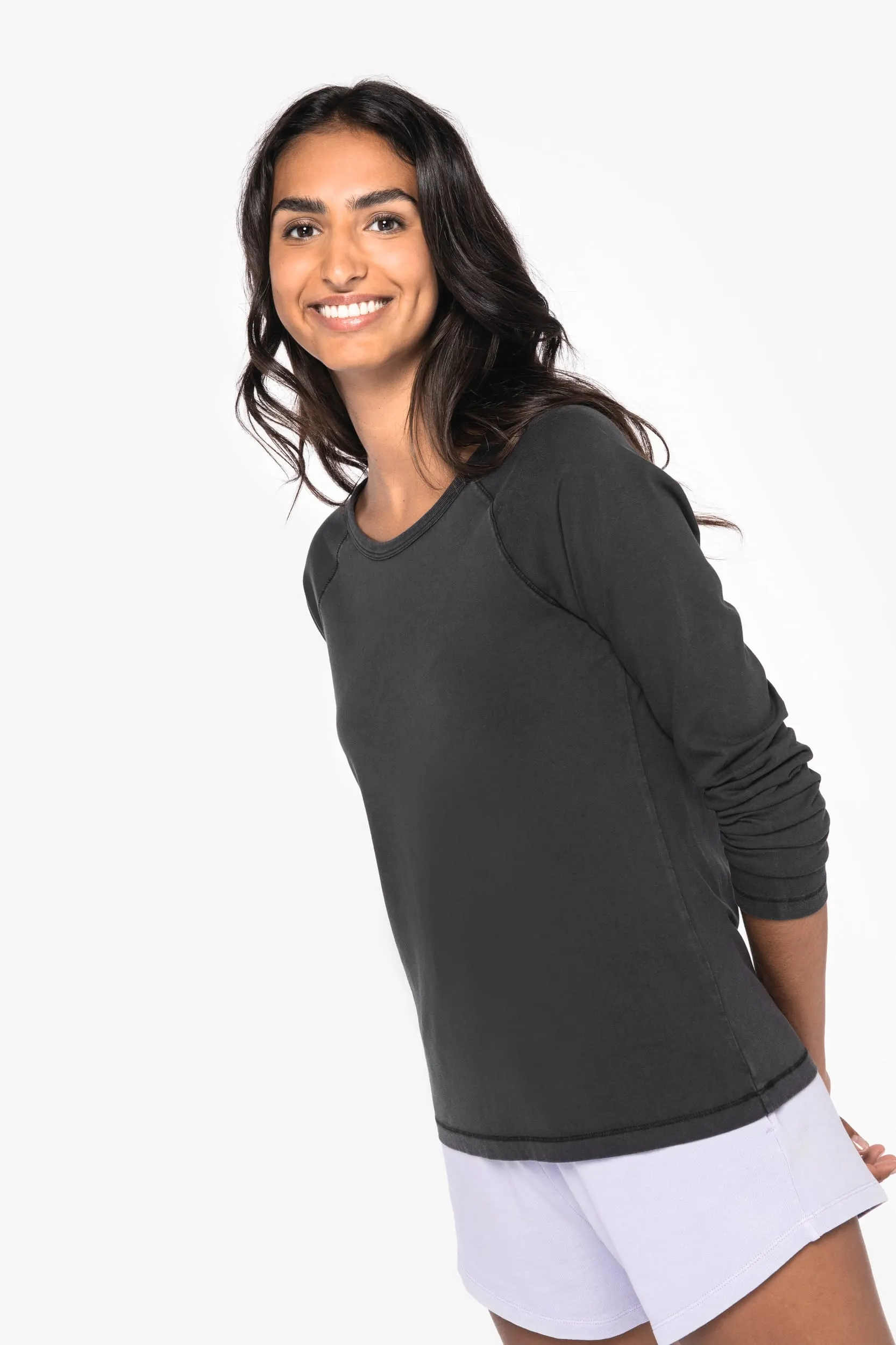 Camiseta ecorresponsable manga larga raglan mujer