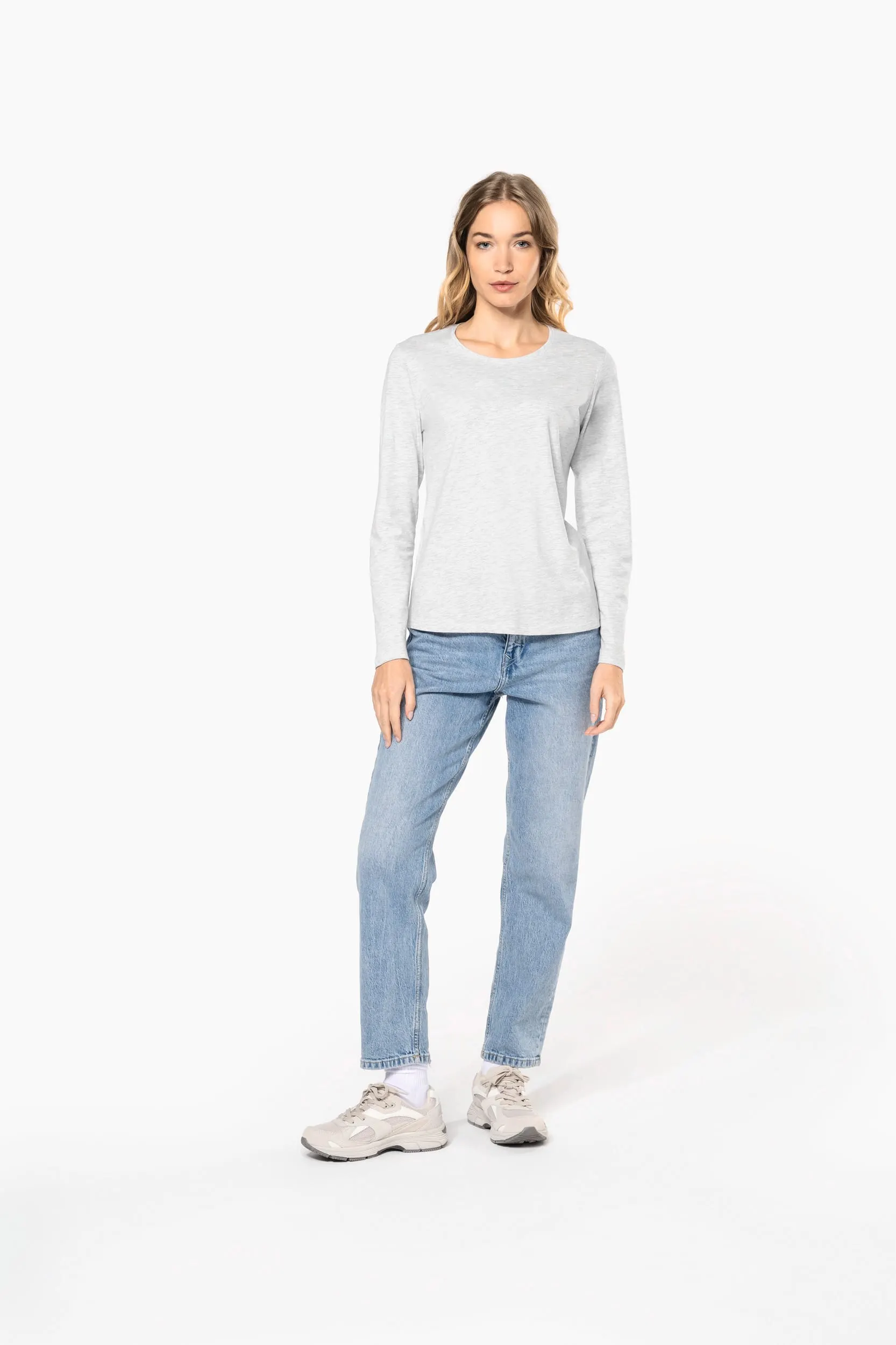 Camiseta manga larga y cuello redondo mujer