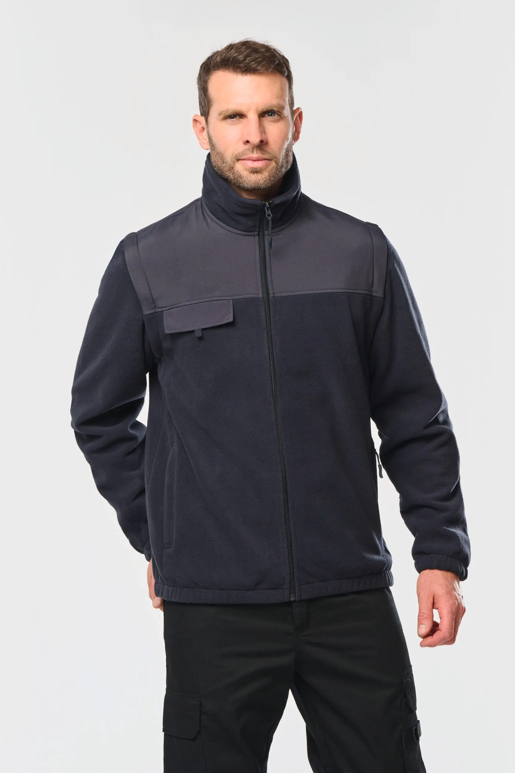 Chaqueta polar con mangas amovibles hombre