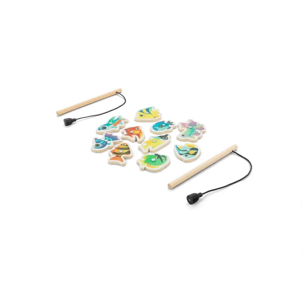 FISHY. Juego de pesca compuesto por 10 peces de madera, ideal para niños