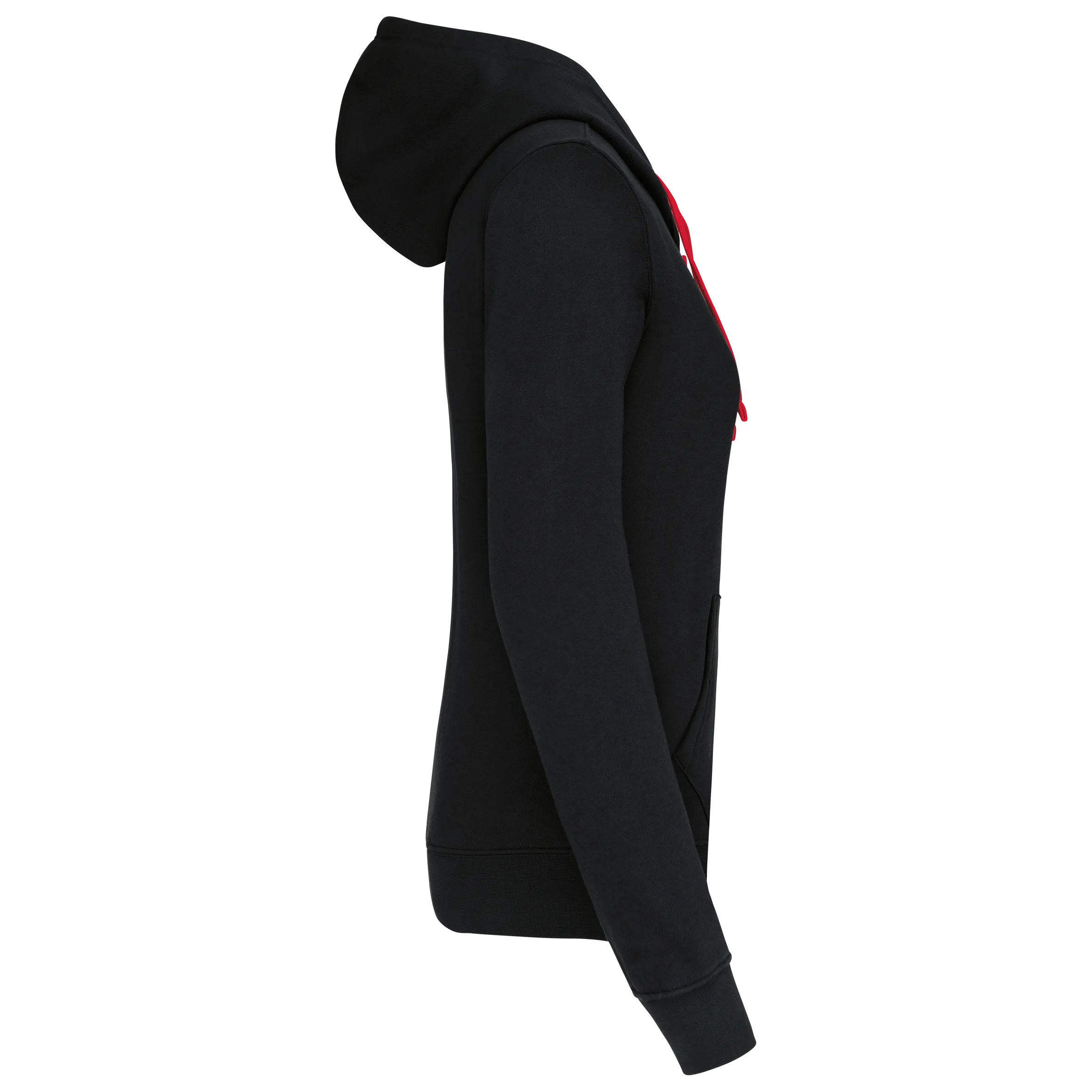 Sudadera capucha y cremallera contrastada mujer