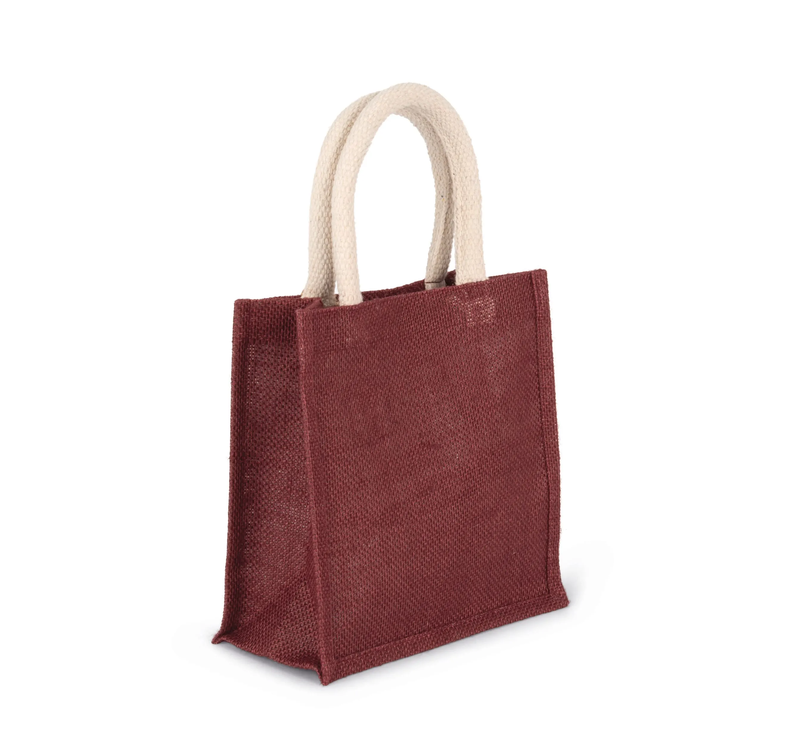 Bolsa estilo tote de tela de yute, modelo pequeño