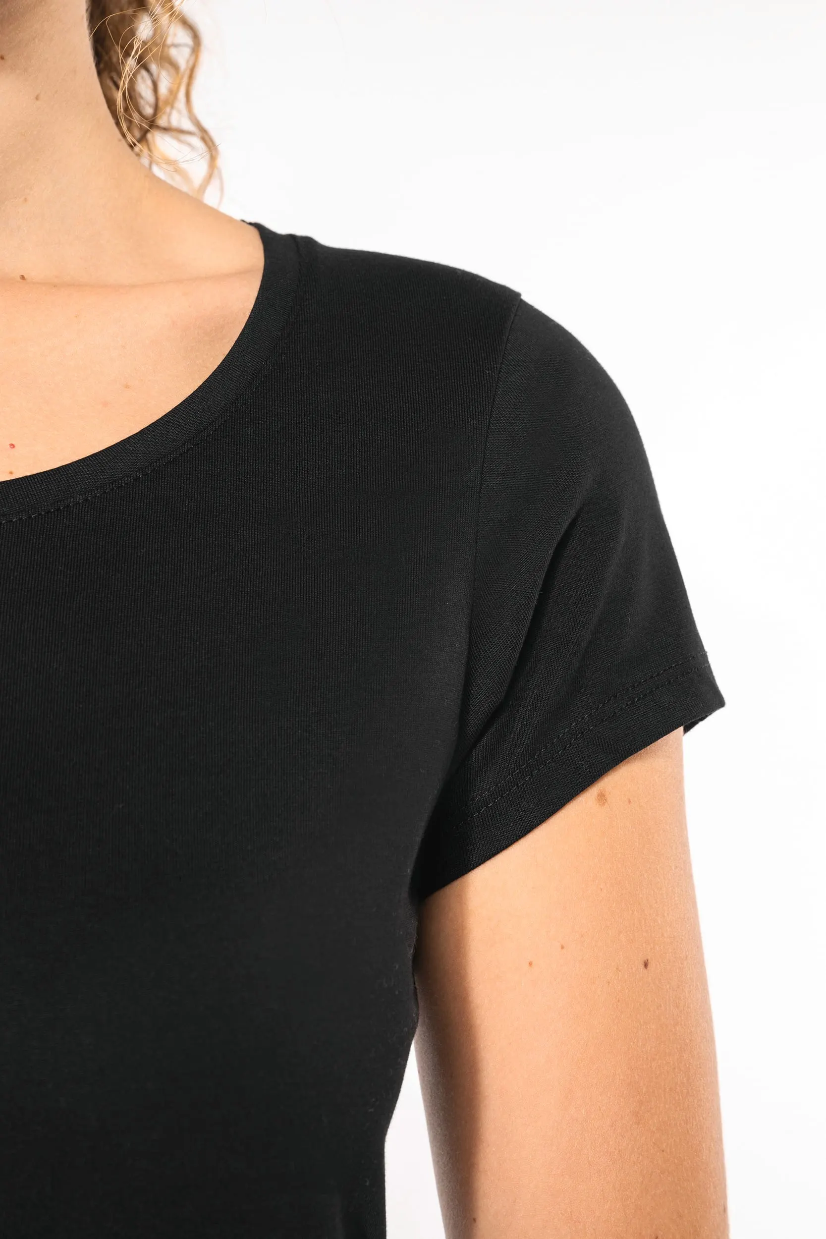 Camiseta manga corta cuello barco mujer