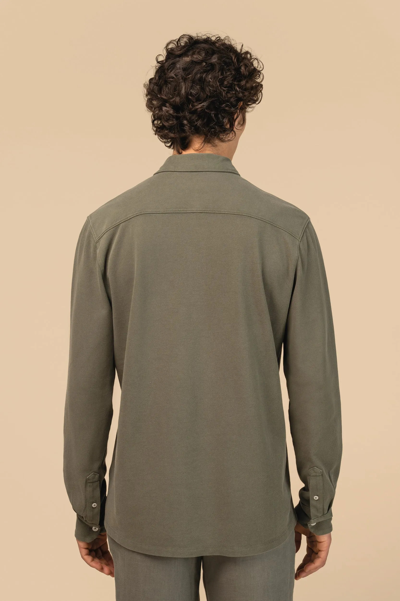 Camisa ecológica desteñida de punto piqué para hombre