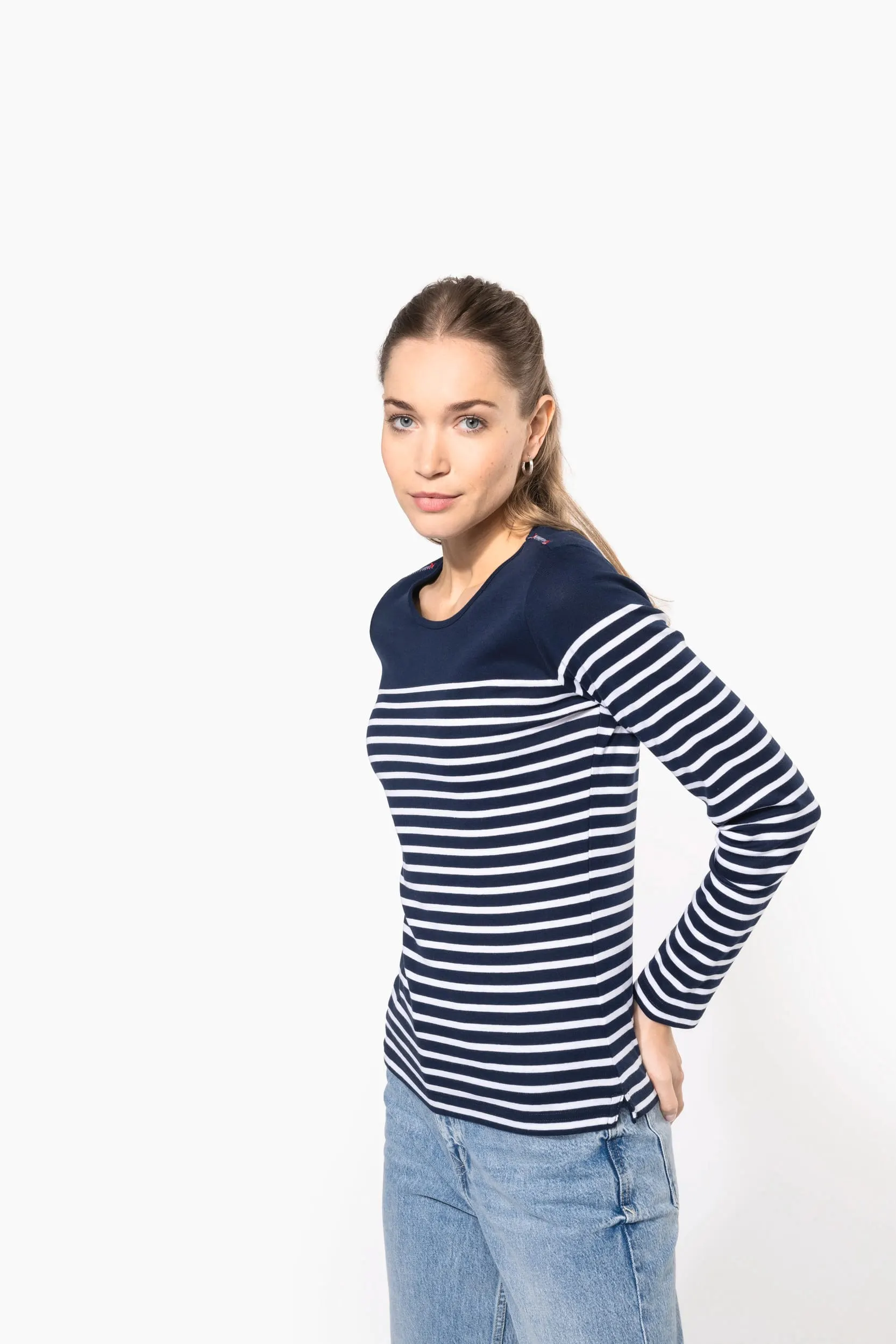 Camiseta marinera de manga larga de mujer
