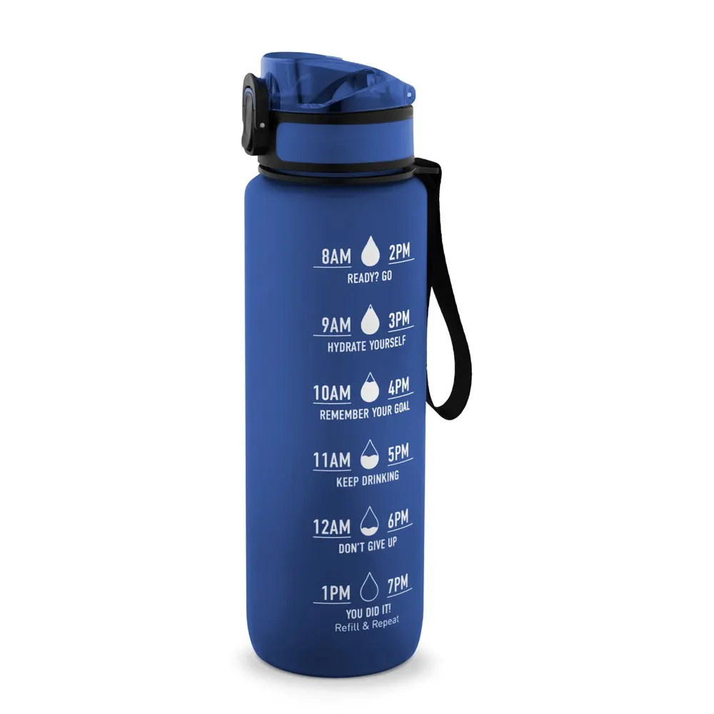 ERIKSSON. Botella fabricada en PET reciclado (100 % rPET), con frases motivadoras y marcas horarias para animarle a beber agua