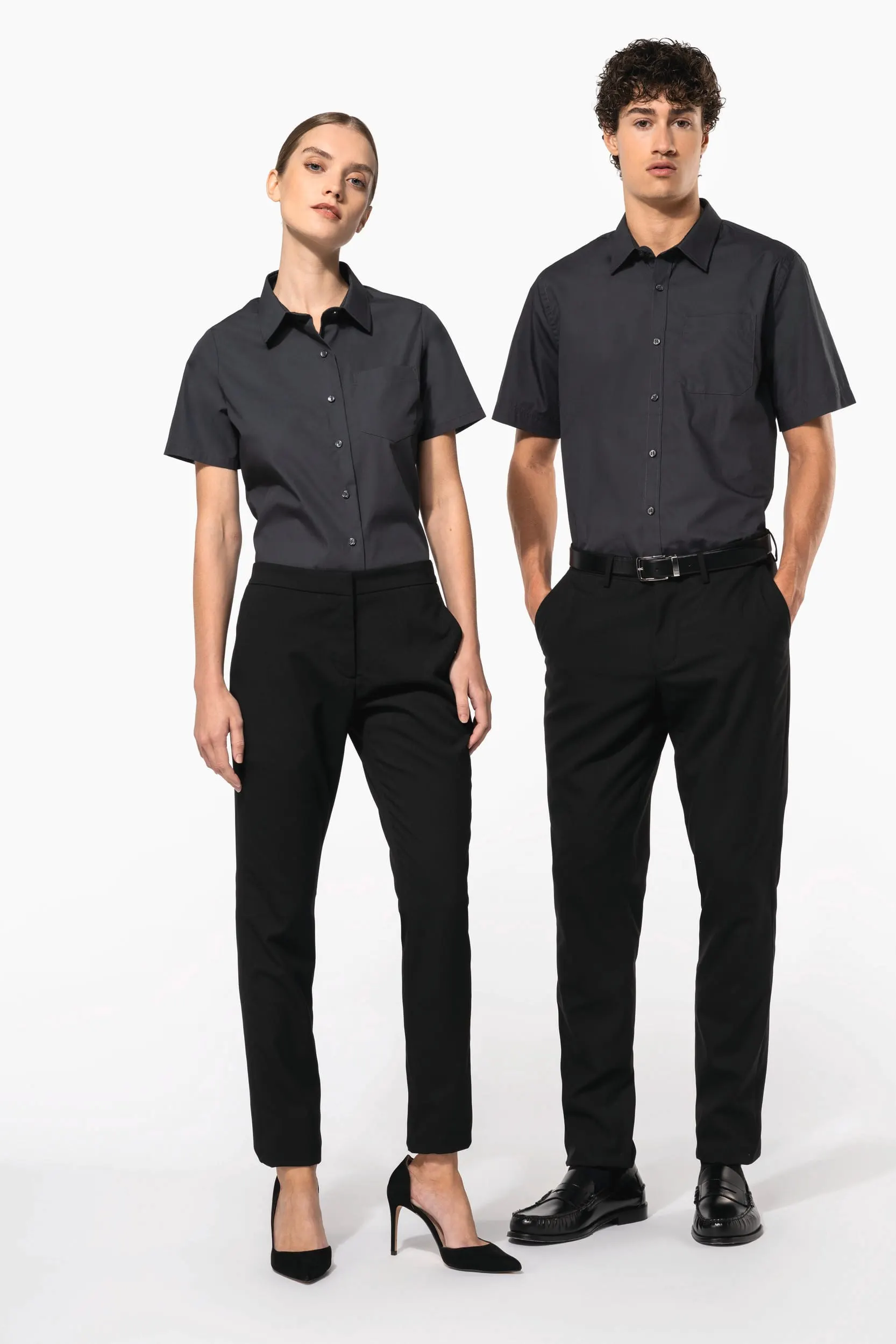 Camisa popelina manga corta mujer